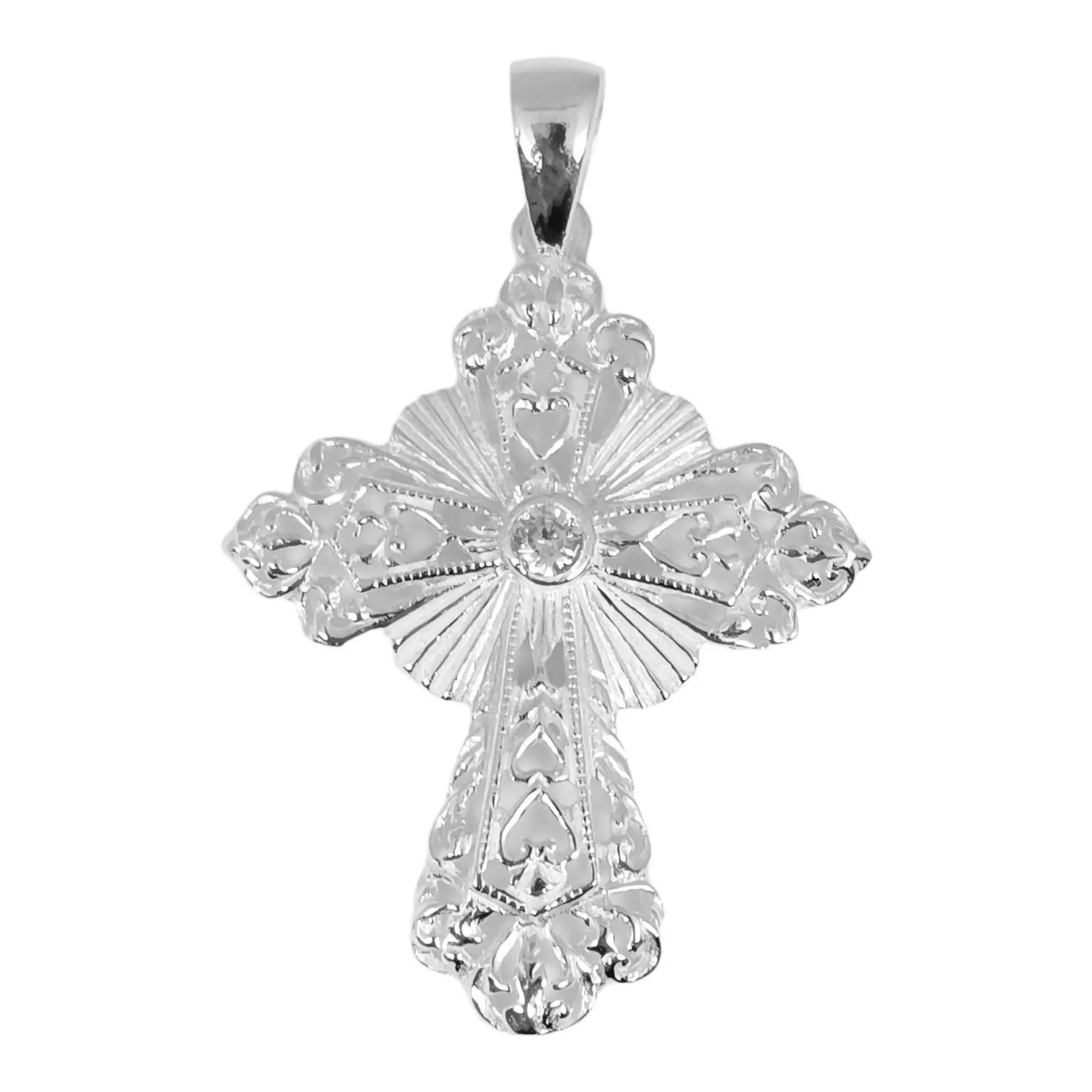 les trésors de lily Pendentif Argent 'Croix' blanc argenté 35x30 mm [S0443]