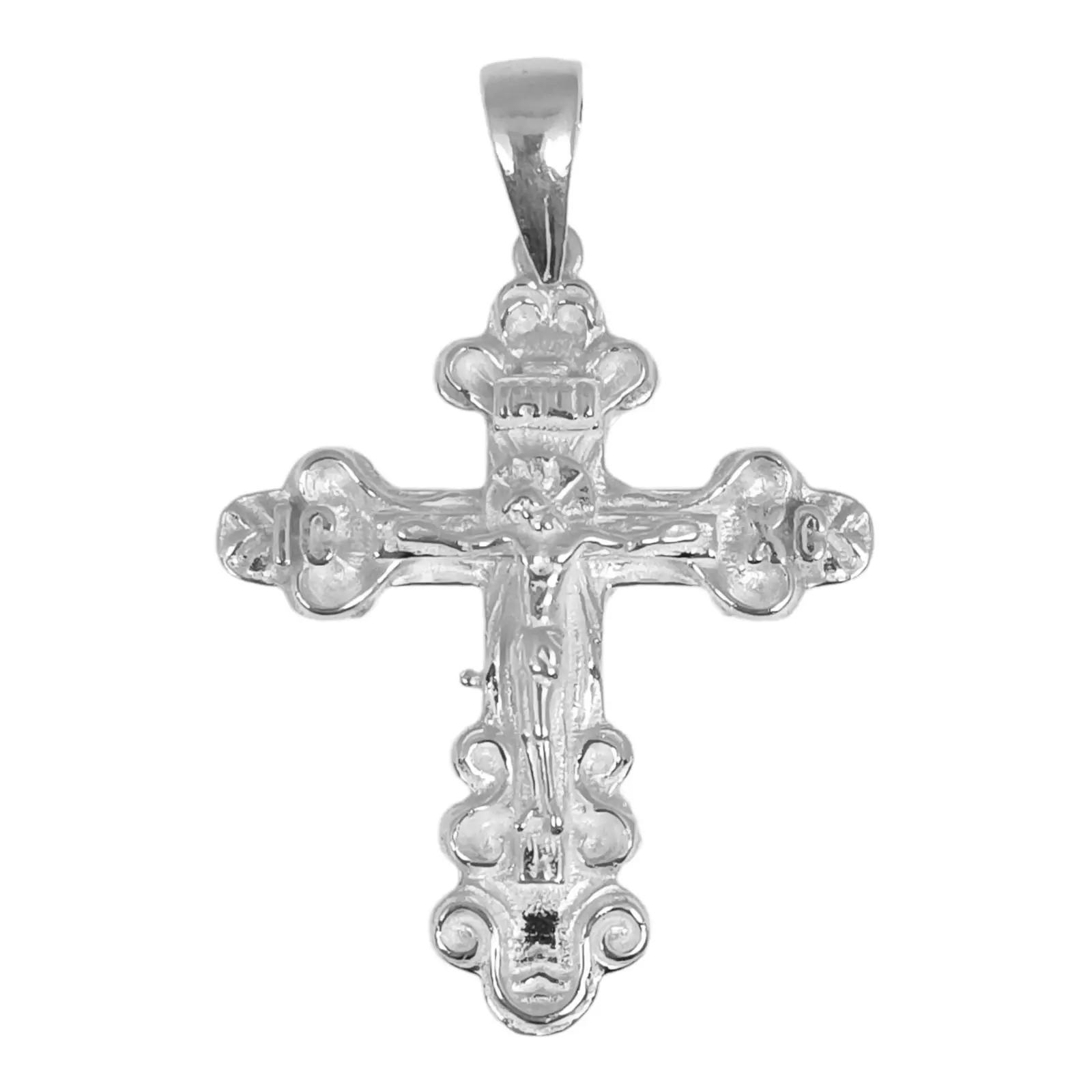 les trésors de lily Pendentif Argent 'Crucifix' argenté (orthodoxe) 27x24 mm [S0444]