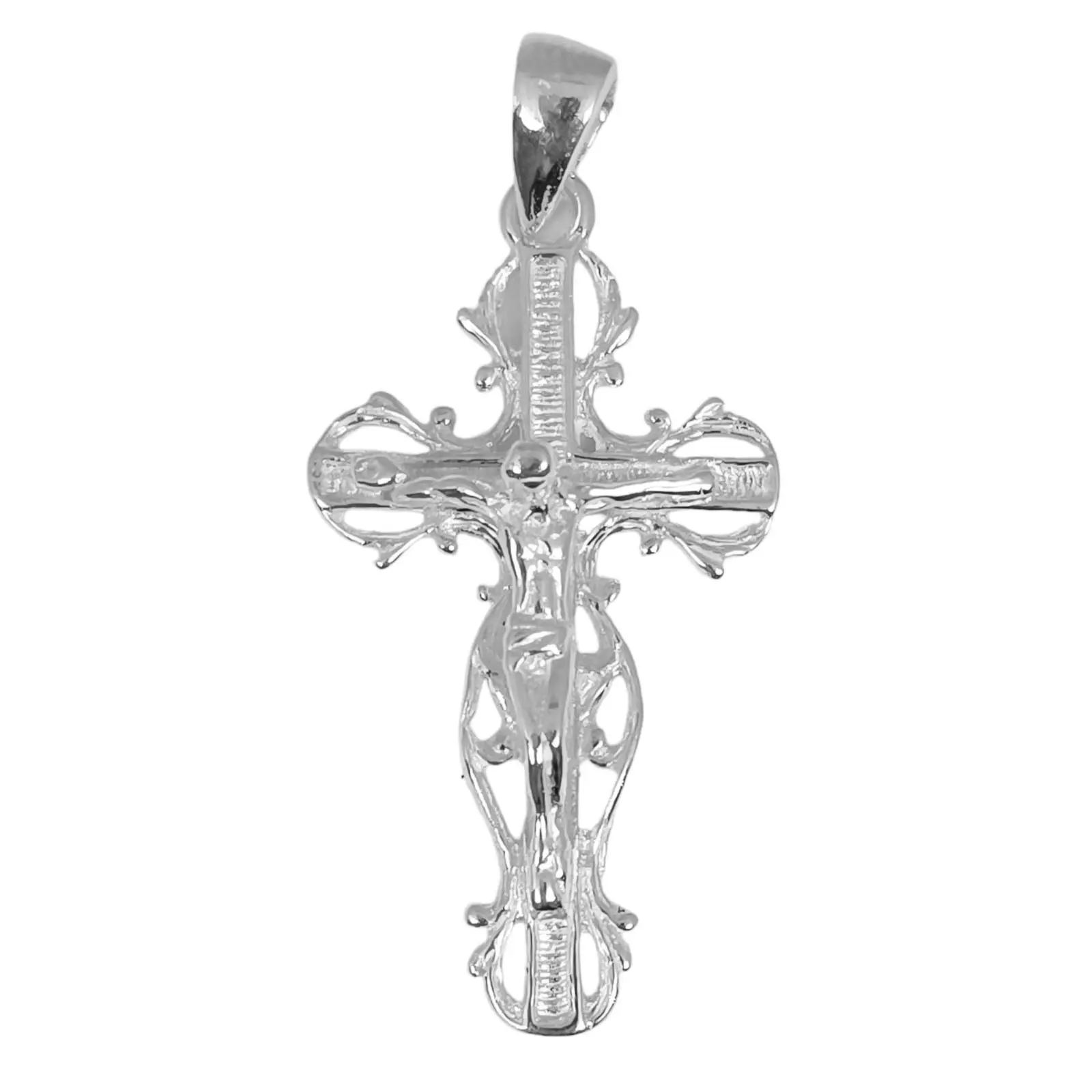 les trésors de lily Pendentif Argent 'Crucifix' argenté (orthodoxe) 35x22 mm [S0448]