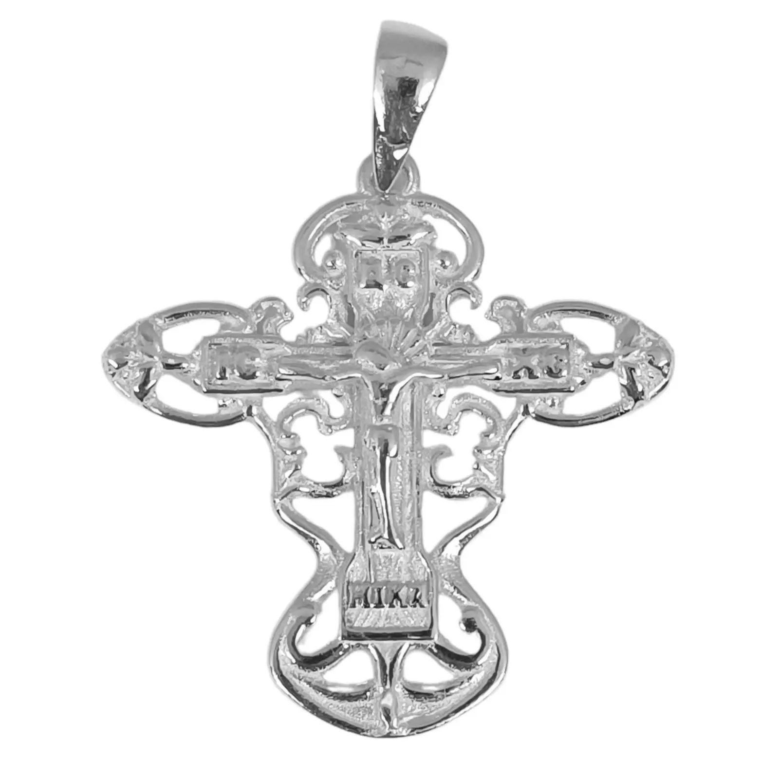 les trésors de lily Pendentif Argent 'Crucifix' argenté (orthodoxe) 27x25 mm [S0449]