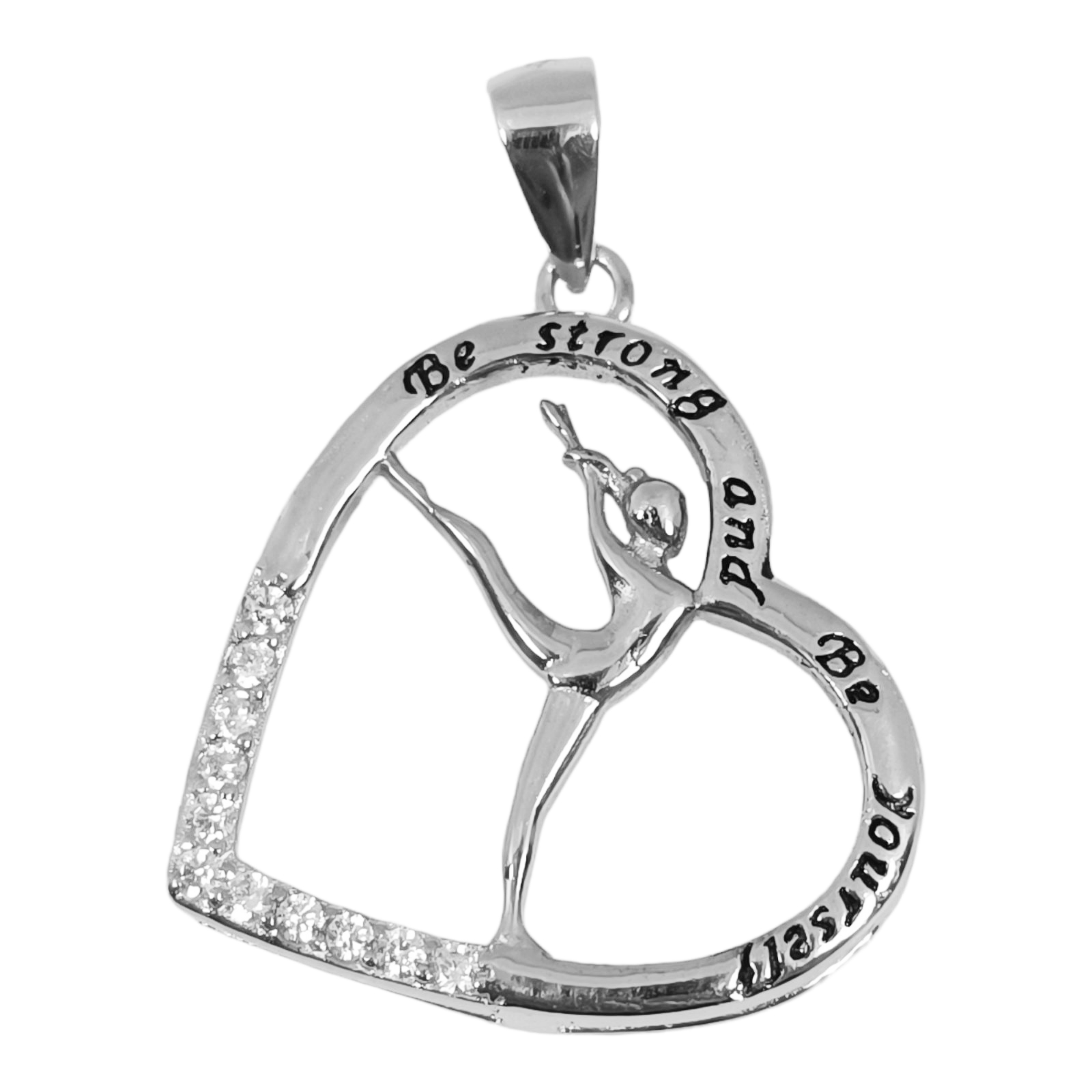 Pendentif Argent \'Danseuse\' blanc argenté (rhodié) - 20x20 mm - [S0458]