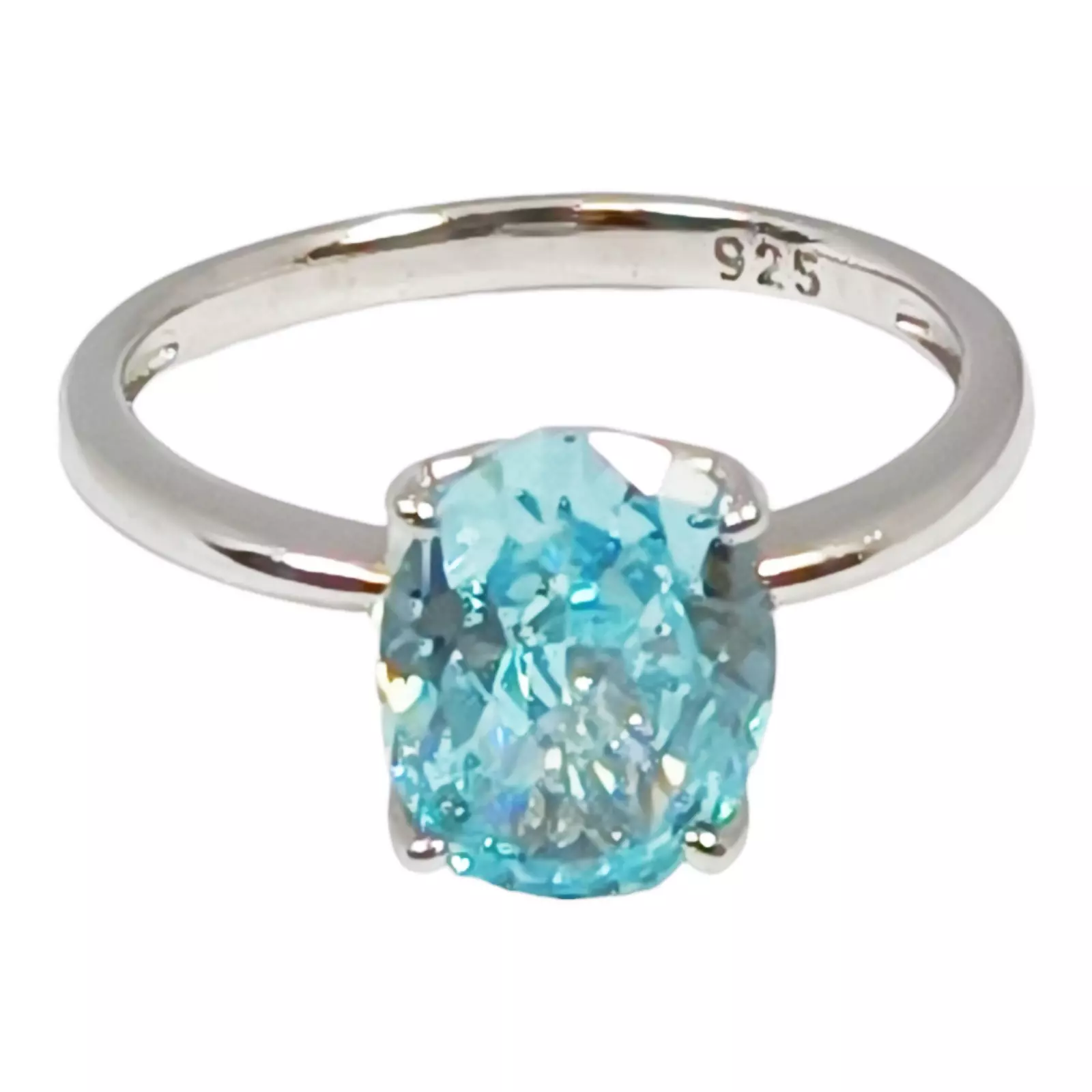 les trésors de lily Bague Argent 'Arégonde' aquamarine argenté (rhodié) 10x8 mm [S0465]
