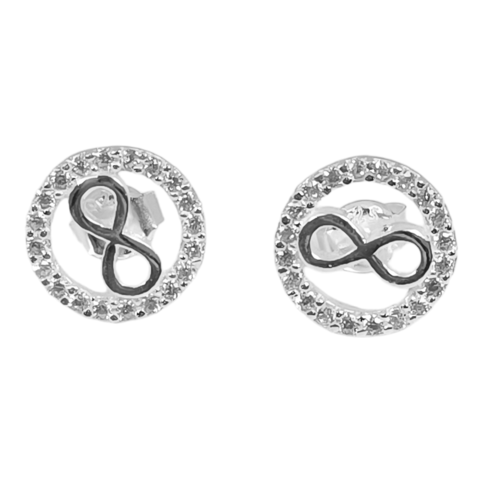 Boucles Argent \'Infini\' blanc argenté - 11 mm - [S0470]