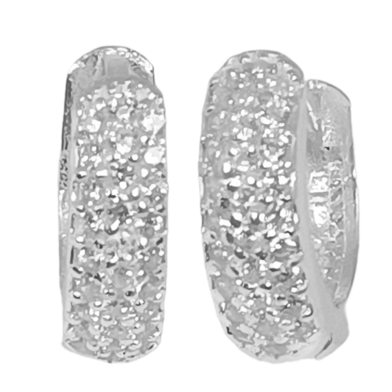 Créoles Argent \'Arégonde\' blanc argenté- 12 mm 3 mm - [S0480]