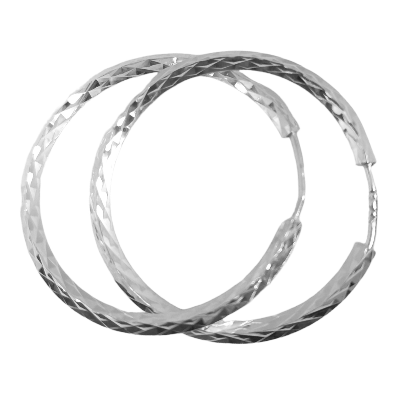 Créoles Argent \'Chorégraphie\' argenté - 30x2 mm (diamantées) - [S0494]