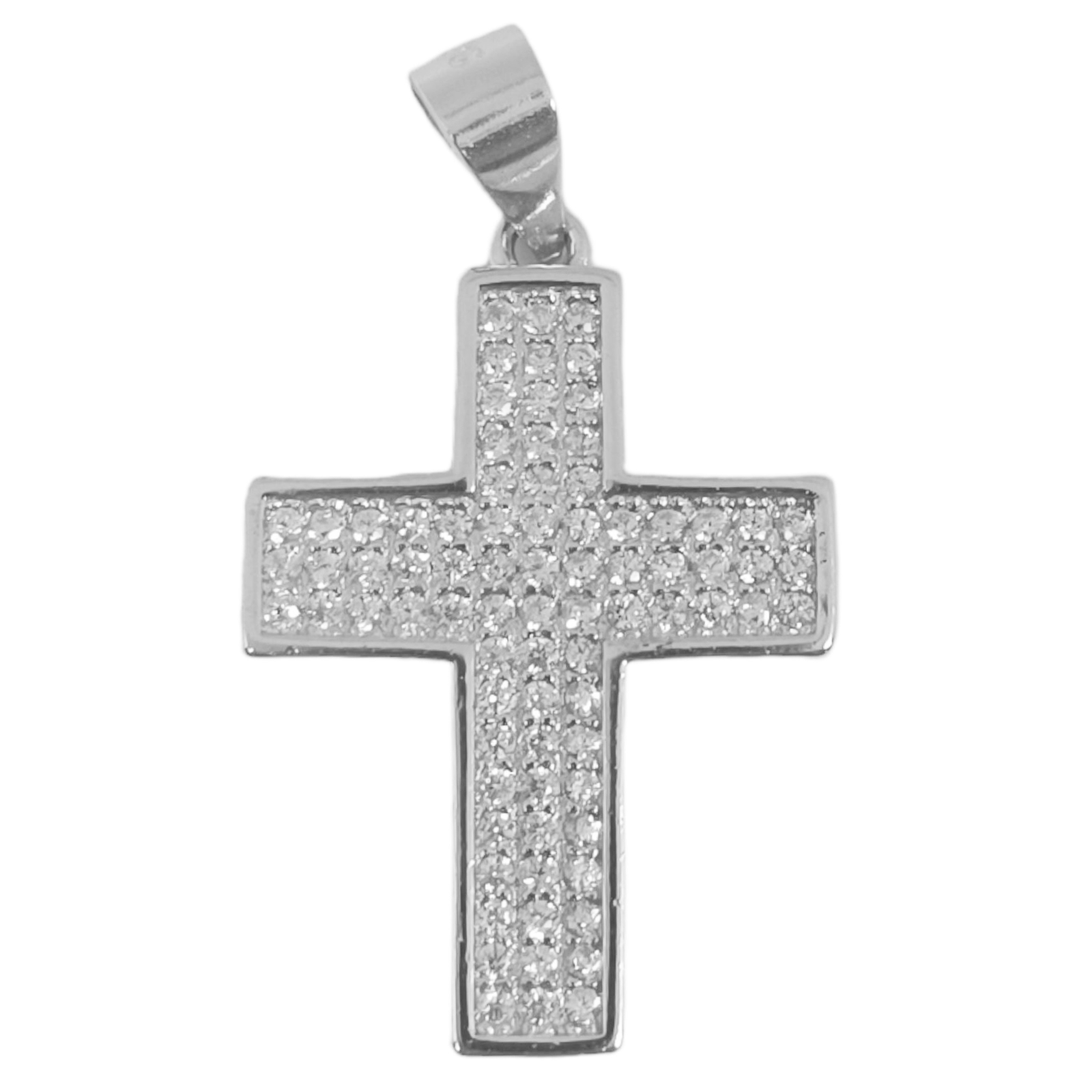 Pendentif Argent \'Croix\' blanc argenté (rhodié) - 20x16 mm - [S0582]