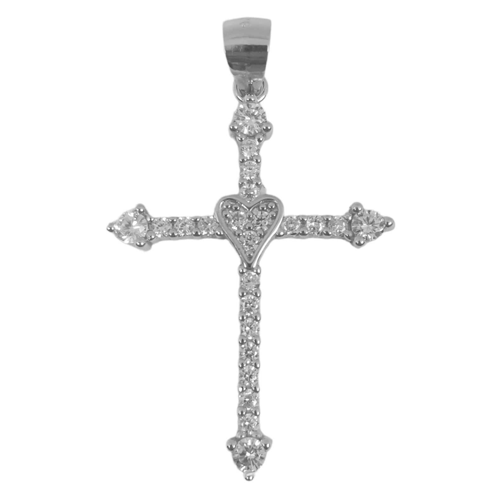 Pendentif Argent \'Croix\' blanc argenté (rhodié) - 31x24 mm - [S0585]