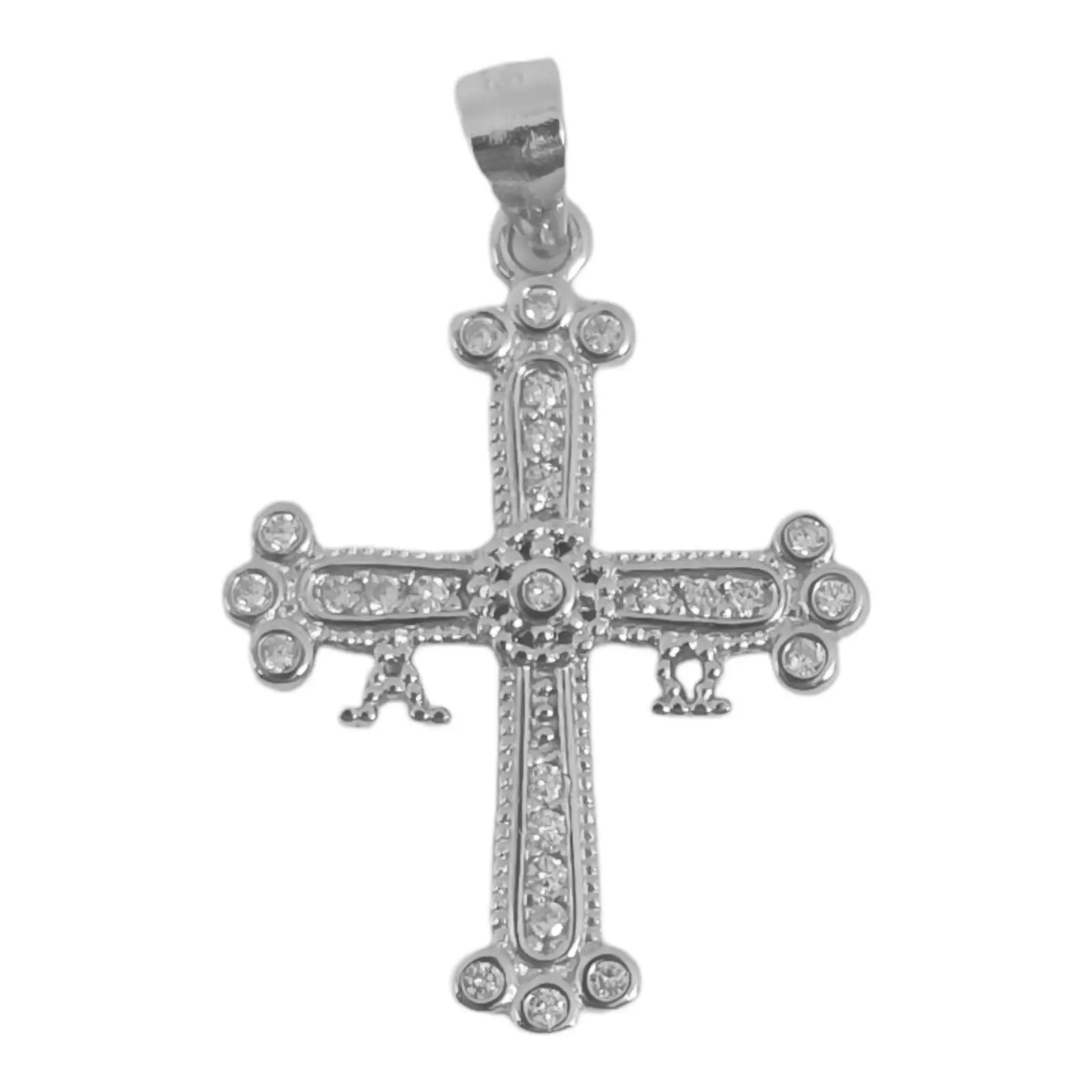 les trésors de lily Pendentif Argent 'Croix' blanc argenté (rhodié) 20x17 mm (croix orthodoxe) [S0591]