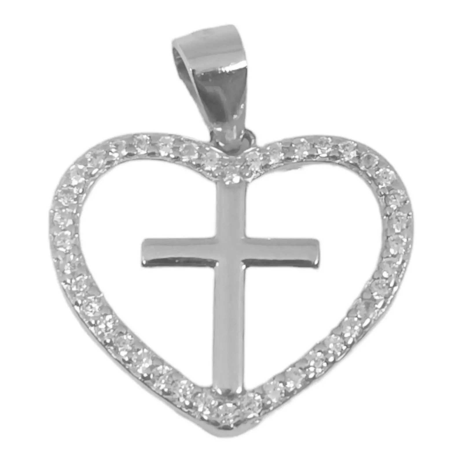 les trésors de lily Pendentif argent 'Croix' blanc argenté (rhodié) 17x14 mm [S0593]