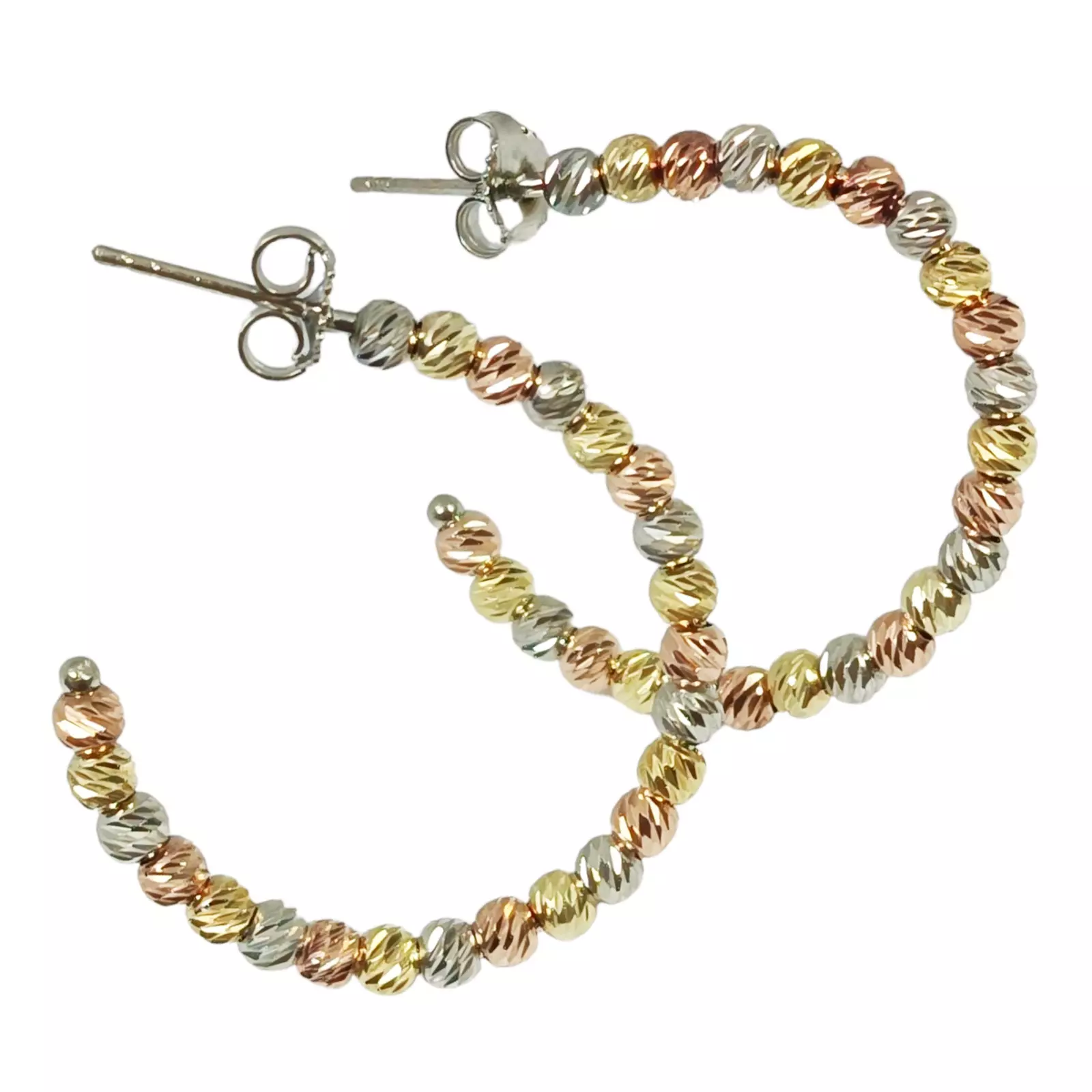 les trésors de lily Créoles argent 'Cleopatra' doré rosé argenté 25 mm 3 mm [S0607]