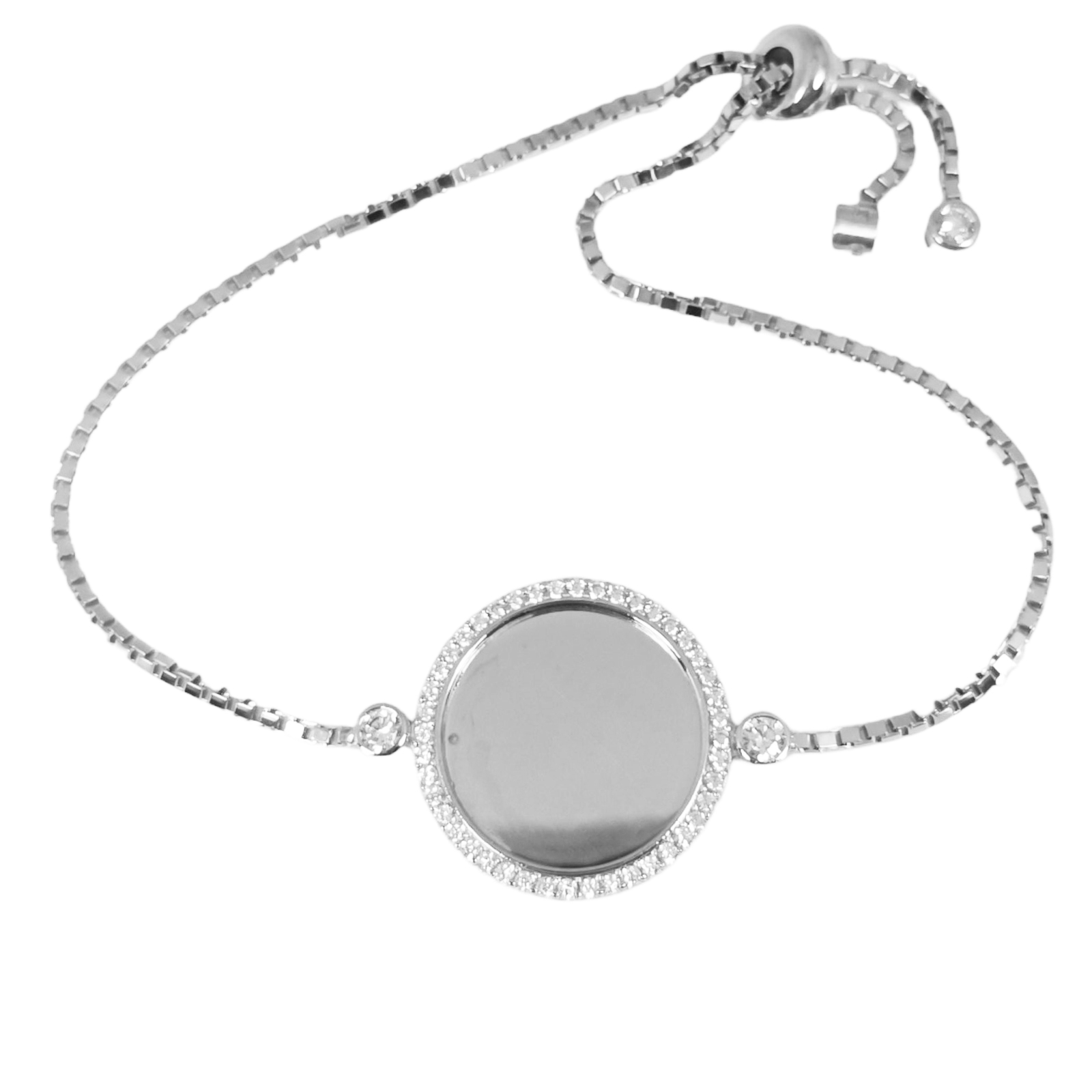 Bracelet Argent \'Arégonde\' blanc argenté (rhodié) - 19 mm (miroir) - [S0635]