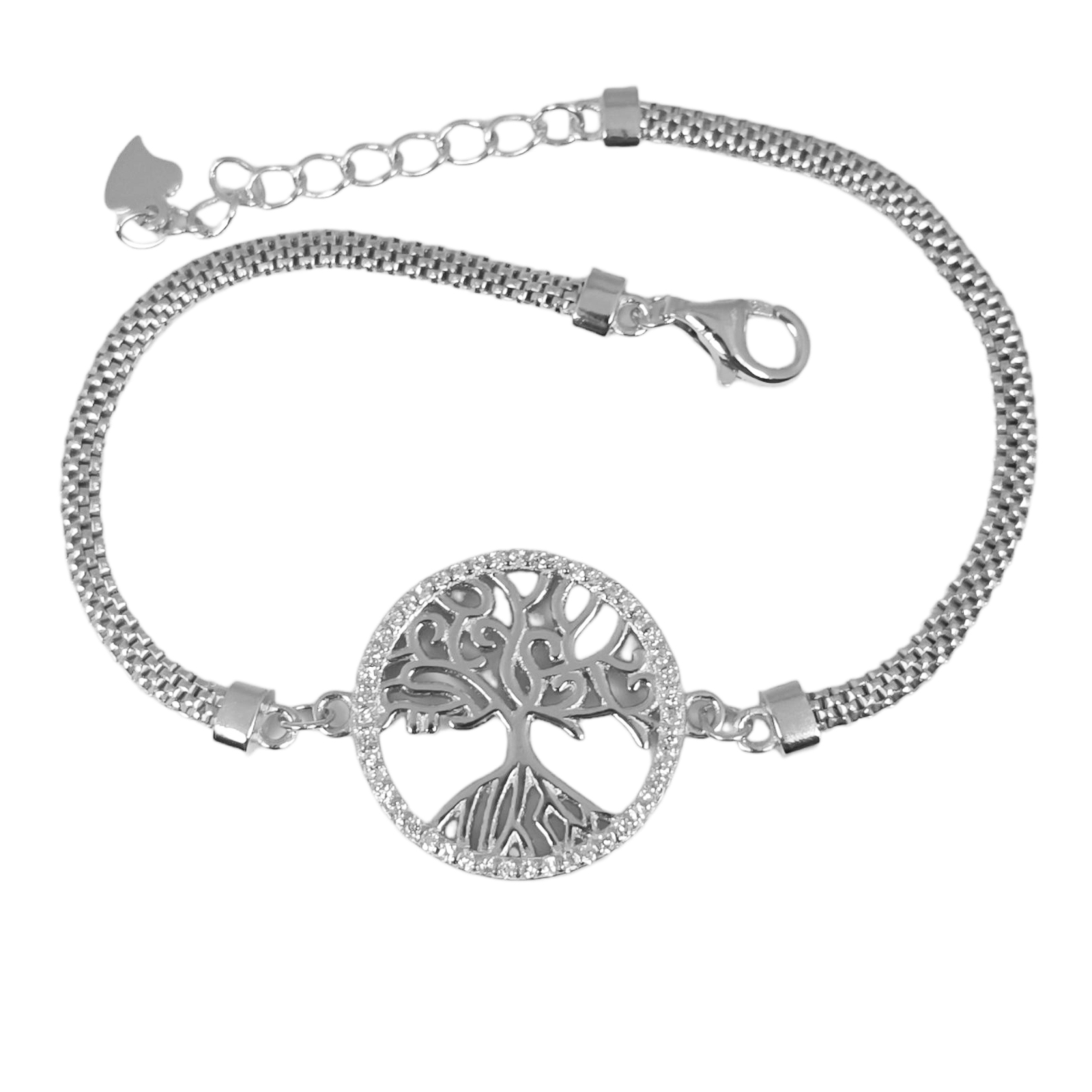 Bracelet Argent \'Arbre de Vie\' blanc argenté (rhodié) - 18 mm - [S0636]