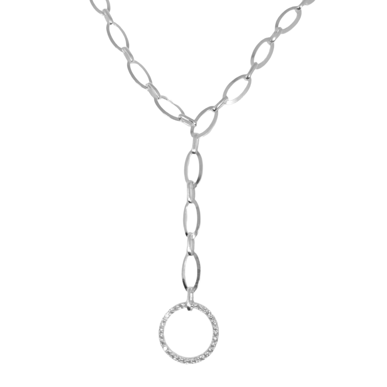 Collier Argent \'Cléopatra\' blanc argenté - 70x15 mm - [S0657]