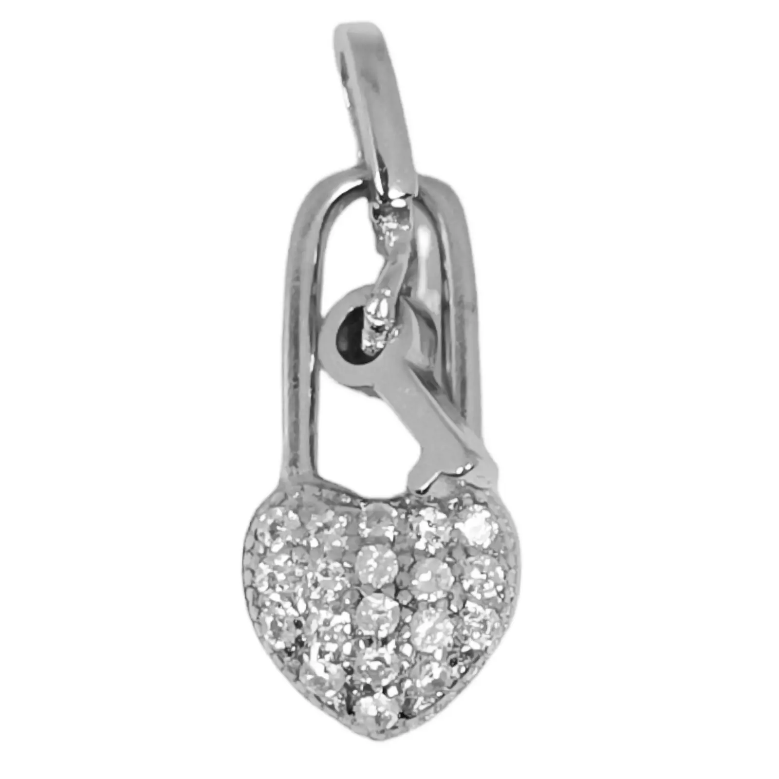 les trésors de lily Pendentif Argent 'Love Cadenas' blanc argenté (rhodié) 13x6 mm [S0676]