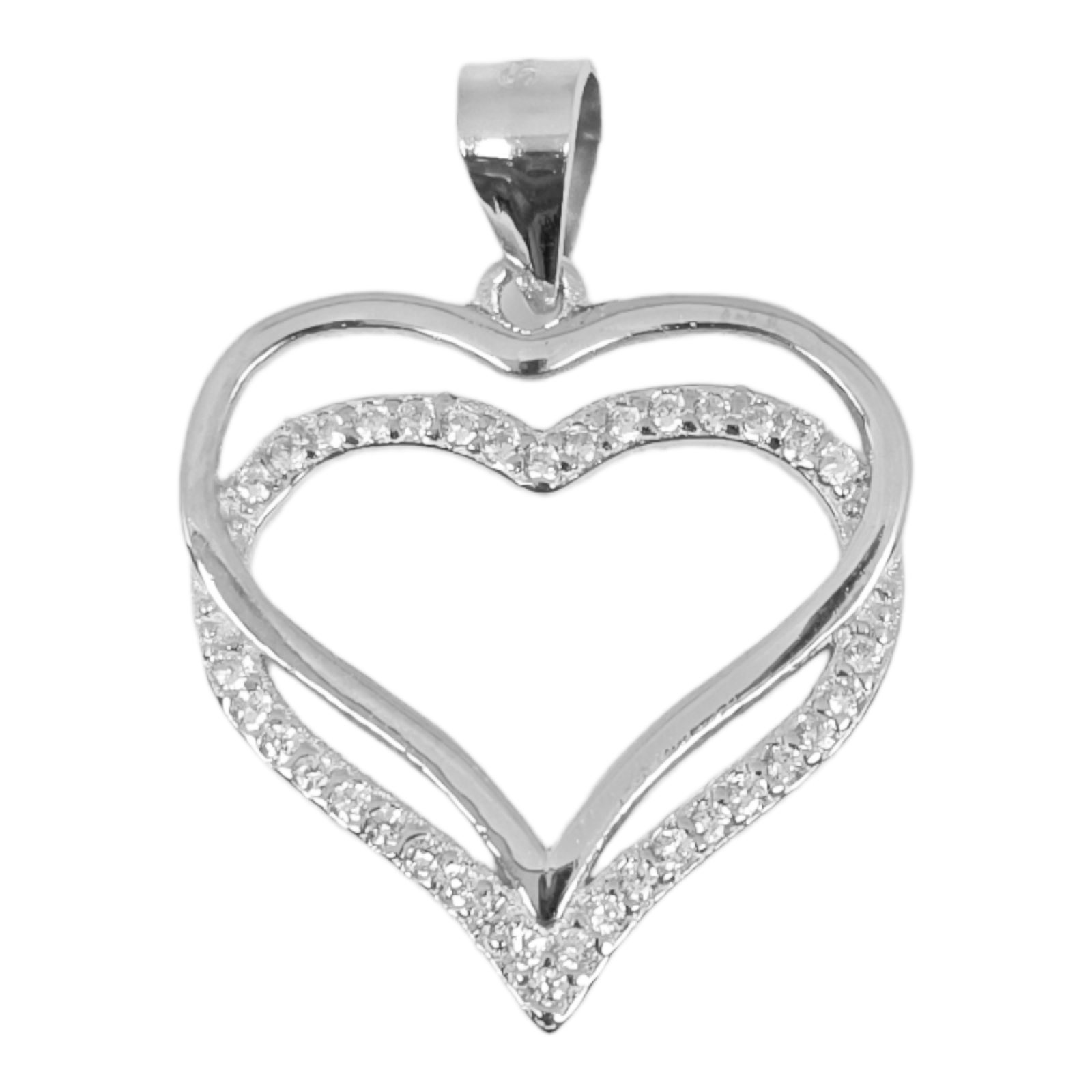 Pendentif Argent \'Love Divine\' Blanc argenté (rhodié) - 18x18 mm - [S0678]