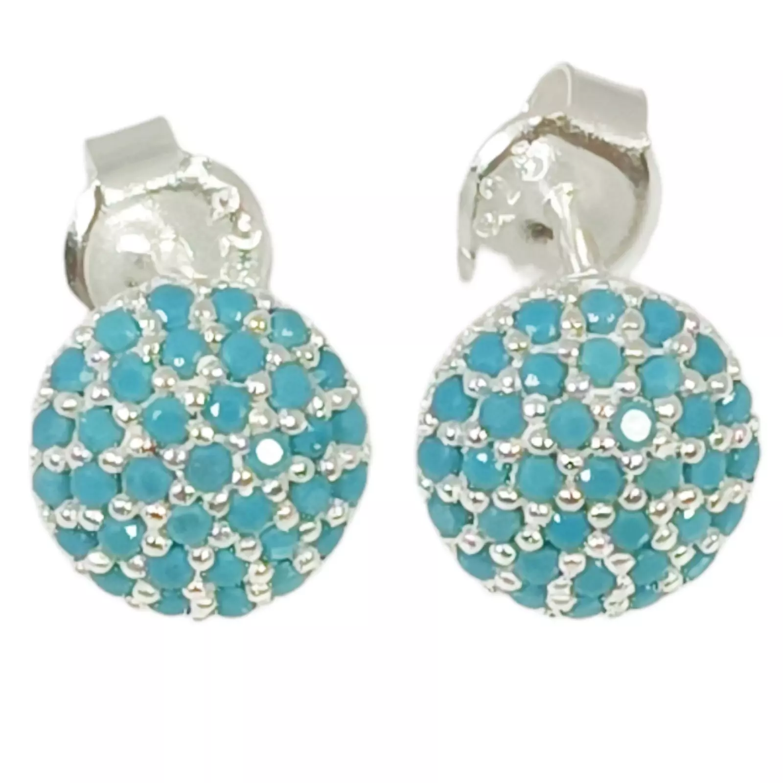 les trésors de lily Boucles Argent 'Arégonde' turquoise argenté 8 mm [S0683]