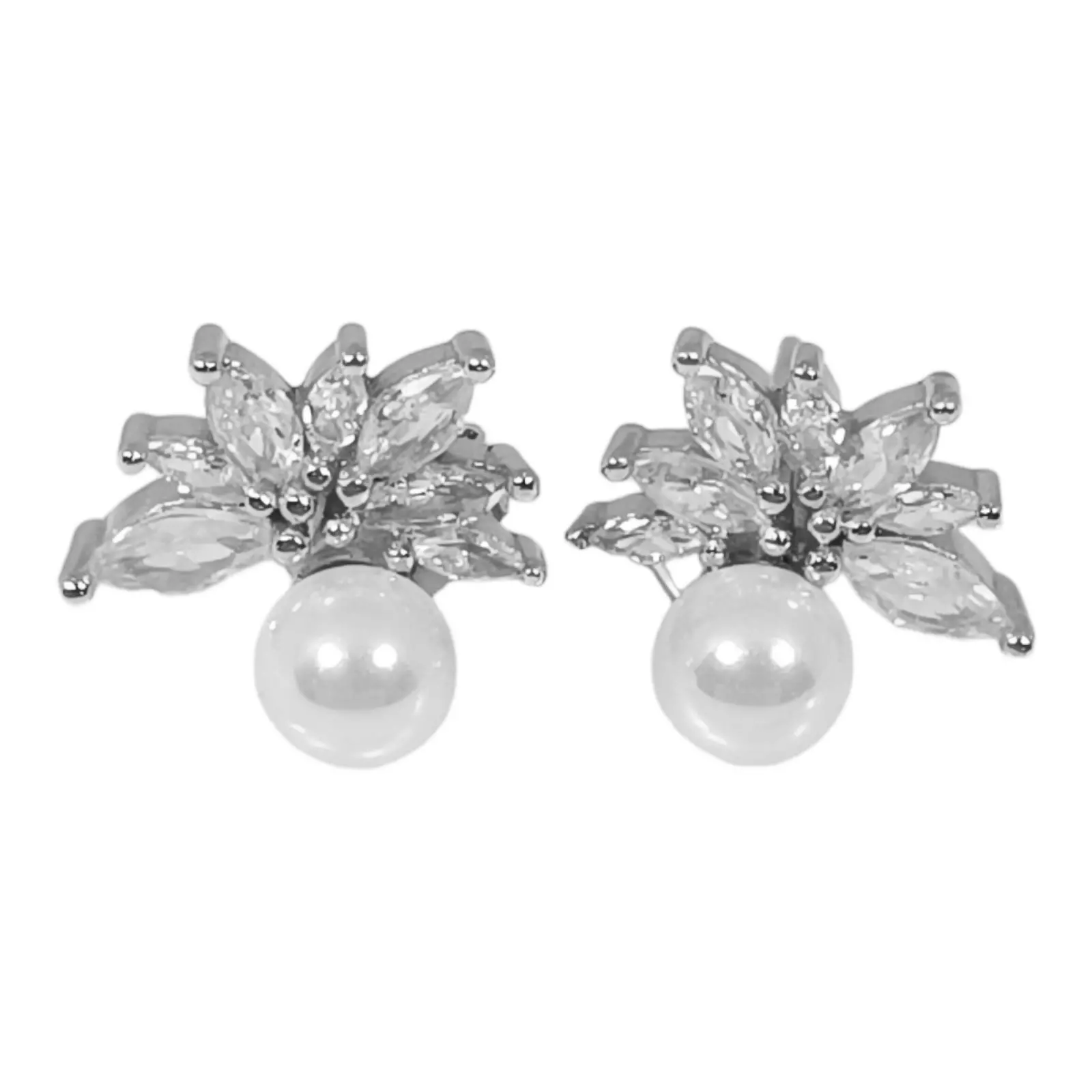 les trésors de lily Boucles Argent 'Arégonde' blanc argenté (rhodié) 12x11 mm [S0687]