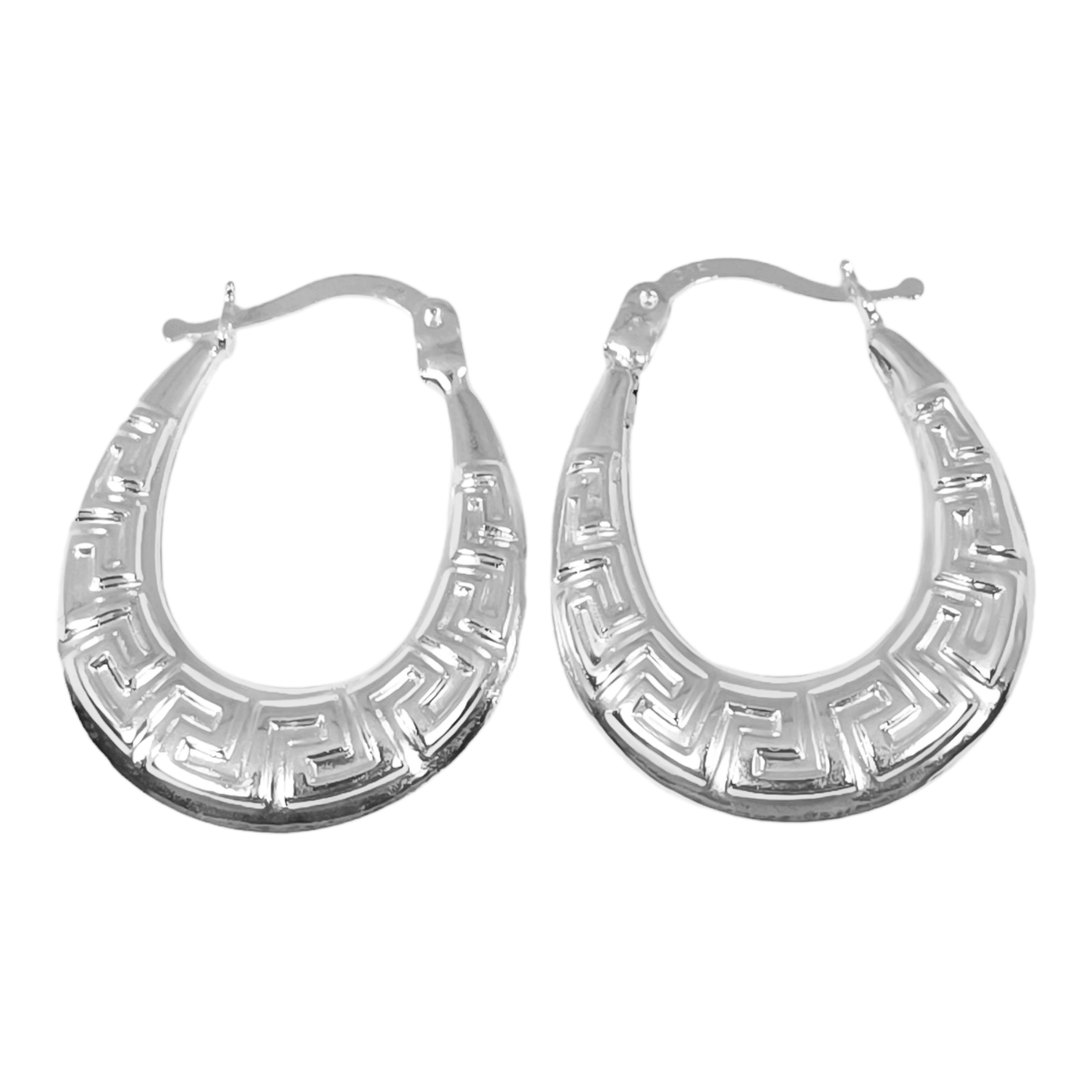 Créoles Argent \'Cleopatra\' argenté - 25x20x7 mm (rhodes) - [S0696]