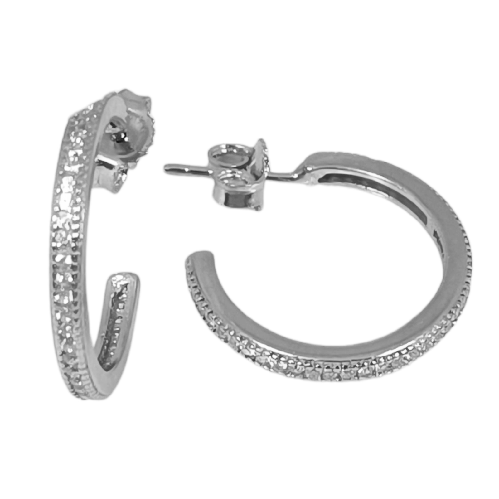 Créoles Argent \'Arégonde\' Blanc argenté (rhodié) - 19 mm 2 mm - [S0697]