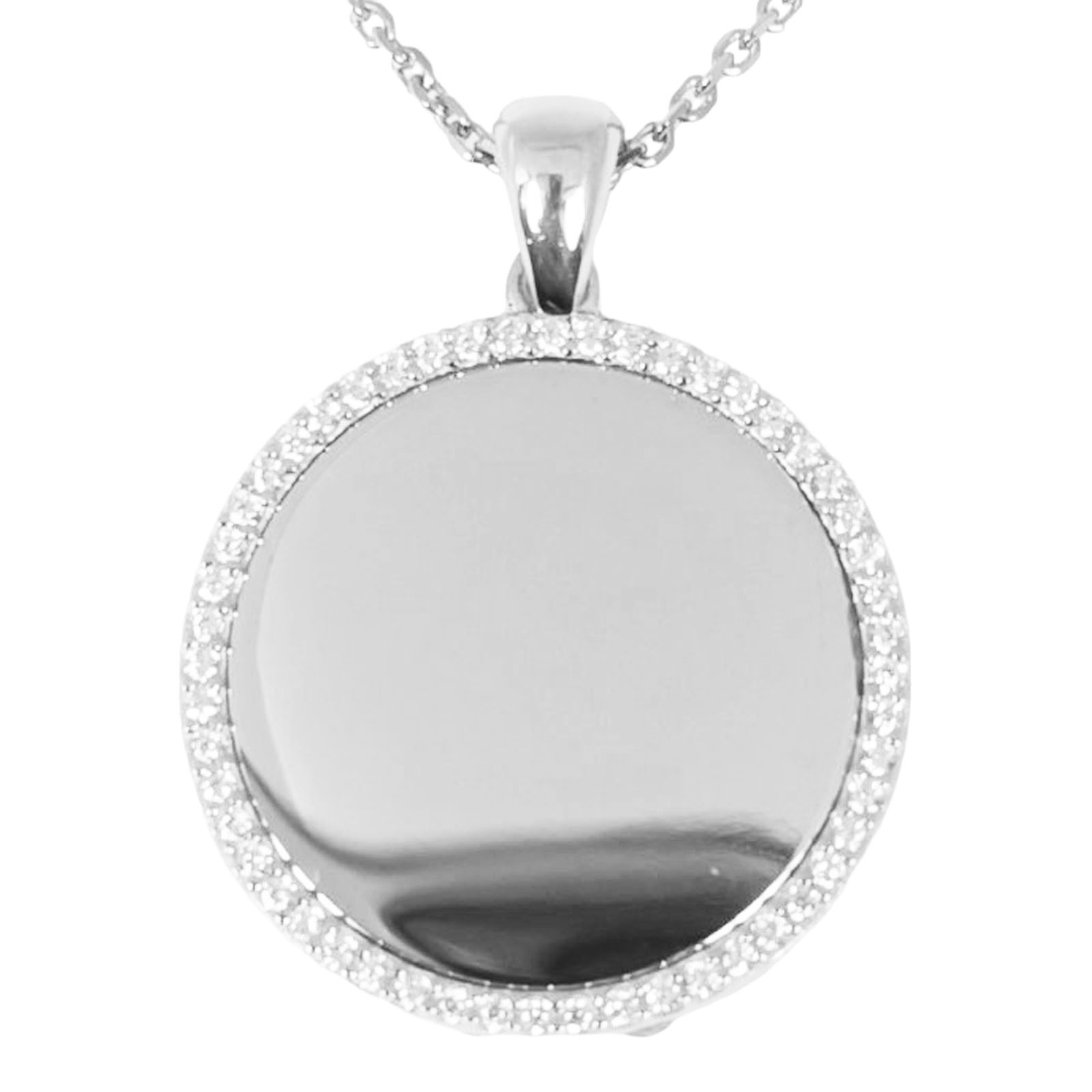 Collier Argent \'Arégonde\' blanc argenté (rhodié) - 23 mm (miroir) - [S0721]