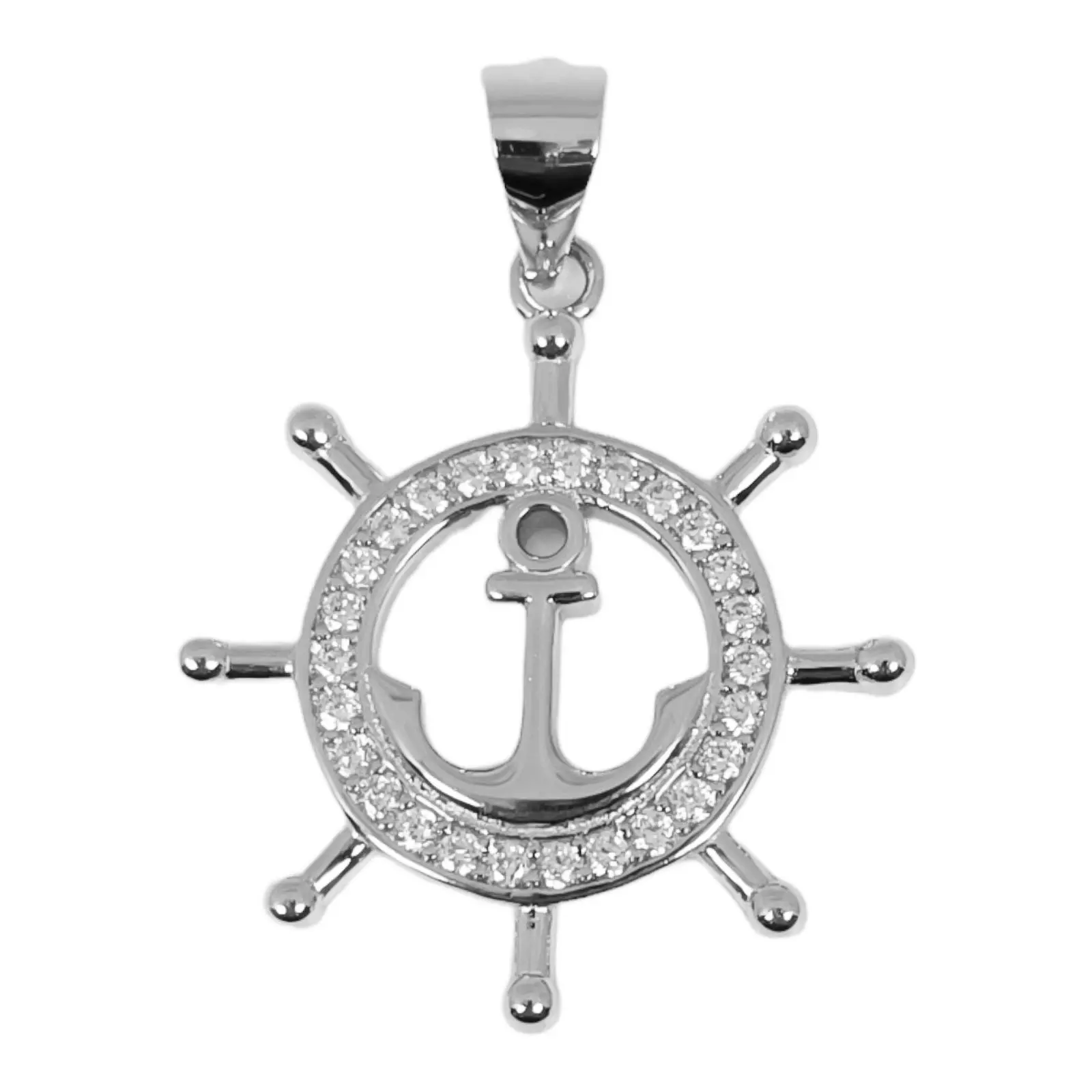 les trésors de lily Pendentif Argent 'Gouvernail' blanc argenté (rhodié) 22 mm [S0729]