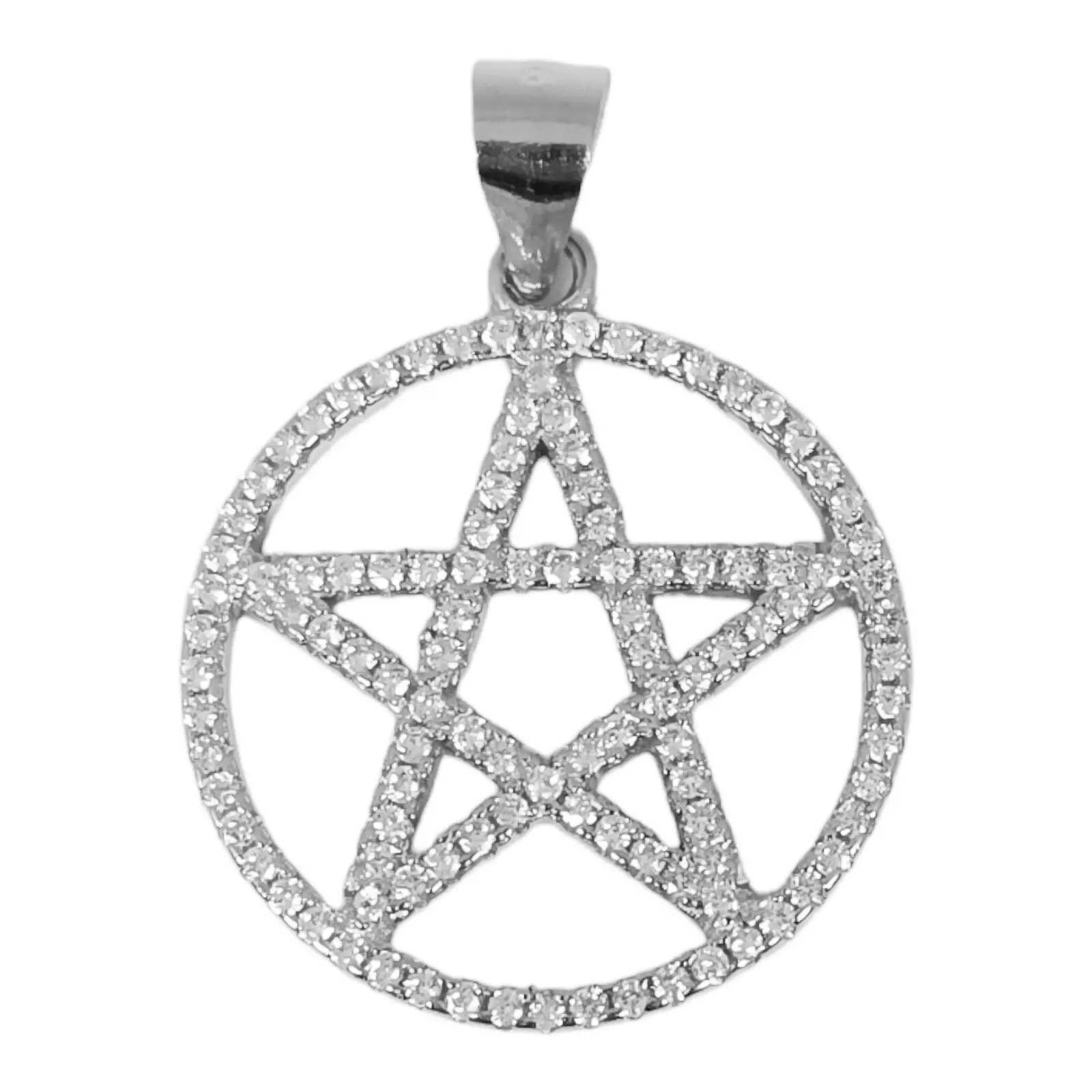 les trésors de lily Pendentif Argent 'Pentacle' blanc argenté (rhodié) 20 mm [S0731]