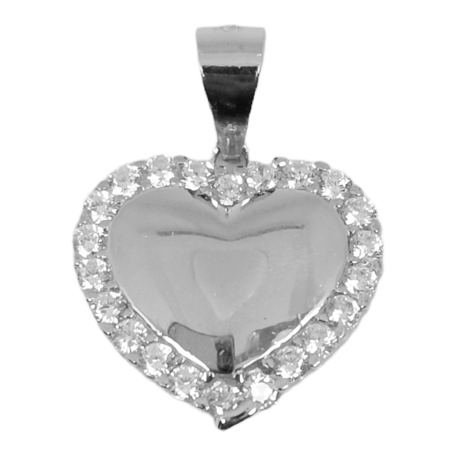 Pendentif Argent \'Love Divine\' Blanc argenté (rhodié) - 15x13 mm - [S0735]