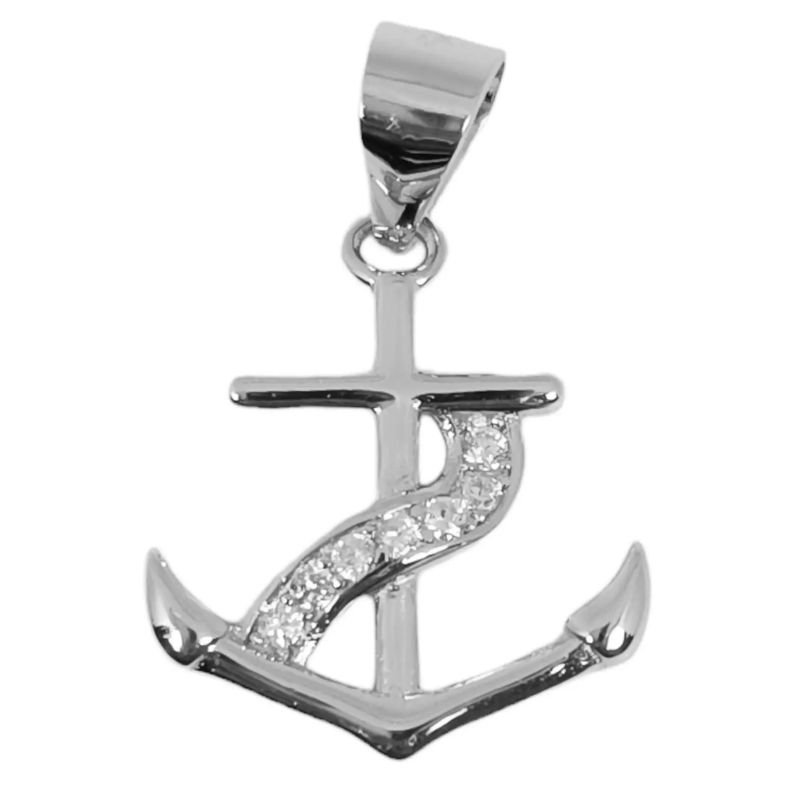 les trésors de lily Pendentif Argent 'Ancre Marine' blanc argenté (rhodié) 15x15 mm [S0743]