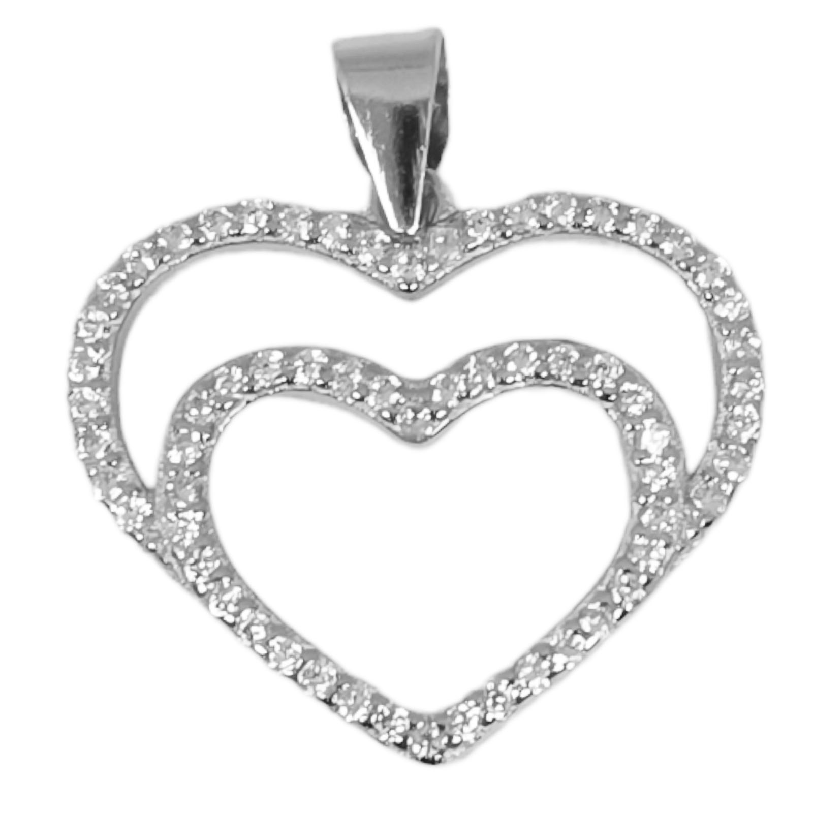 Pendentif Argent \'Love Divine\' Blanc argenté (rhodié) - 20x16 mm - [S0751]