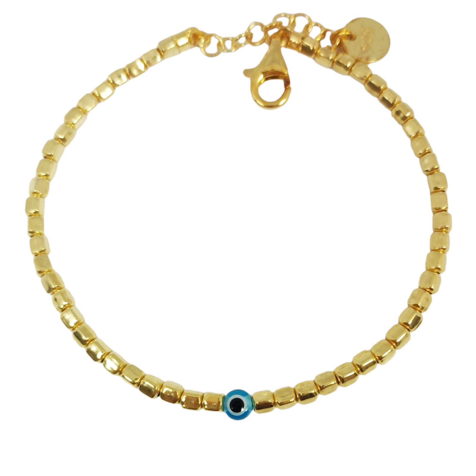 Bracelet argent \'Cléopatra\' turquoise doré - 4 mm (fatma) - [S0758]