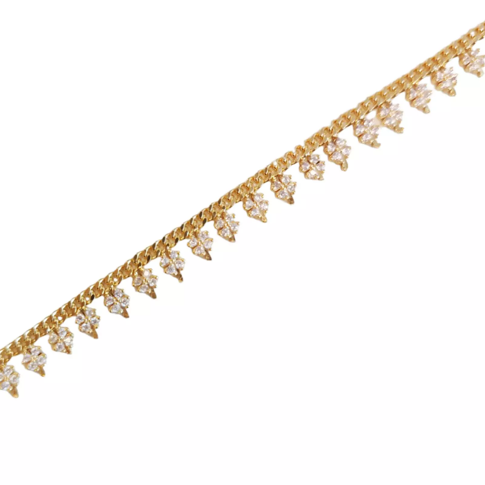 les trésors de lily Chaine Cheville Argent 'Cléopatra' blanc doré 4x3 mm (trèfles) [S0779]