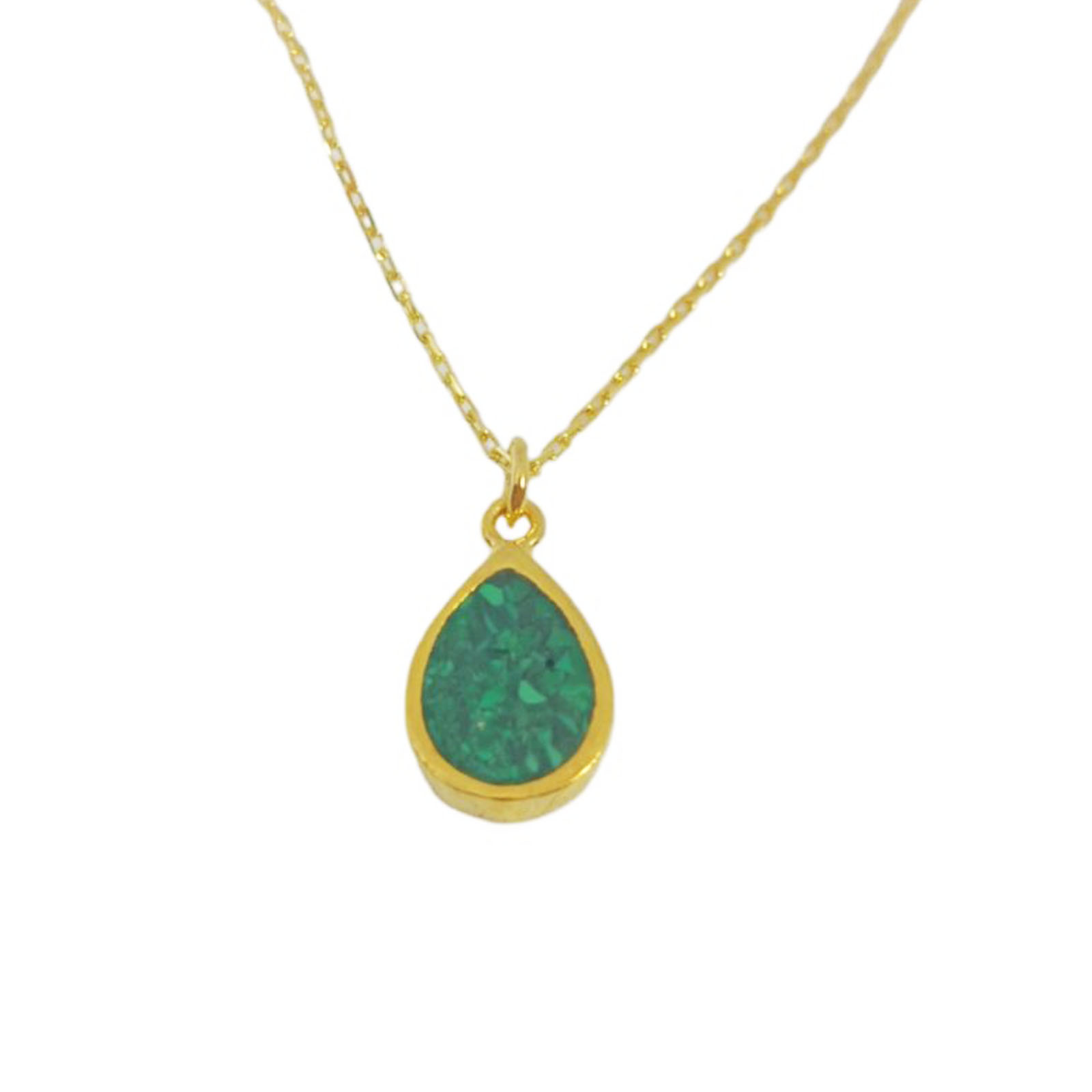 Collier Argent \'Cléopatra\' vert doré - 11x9 mm  - [S0810]