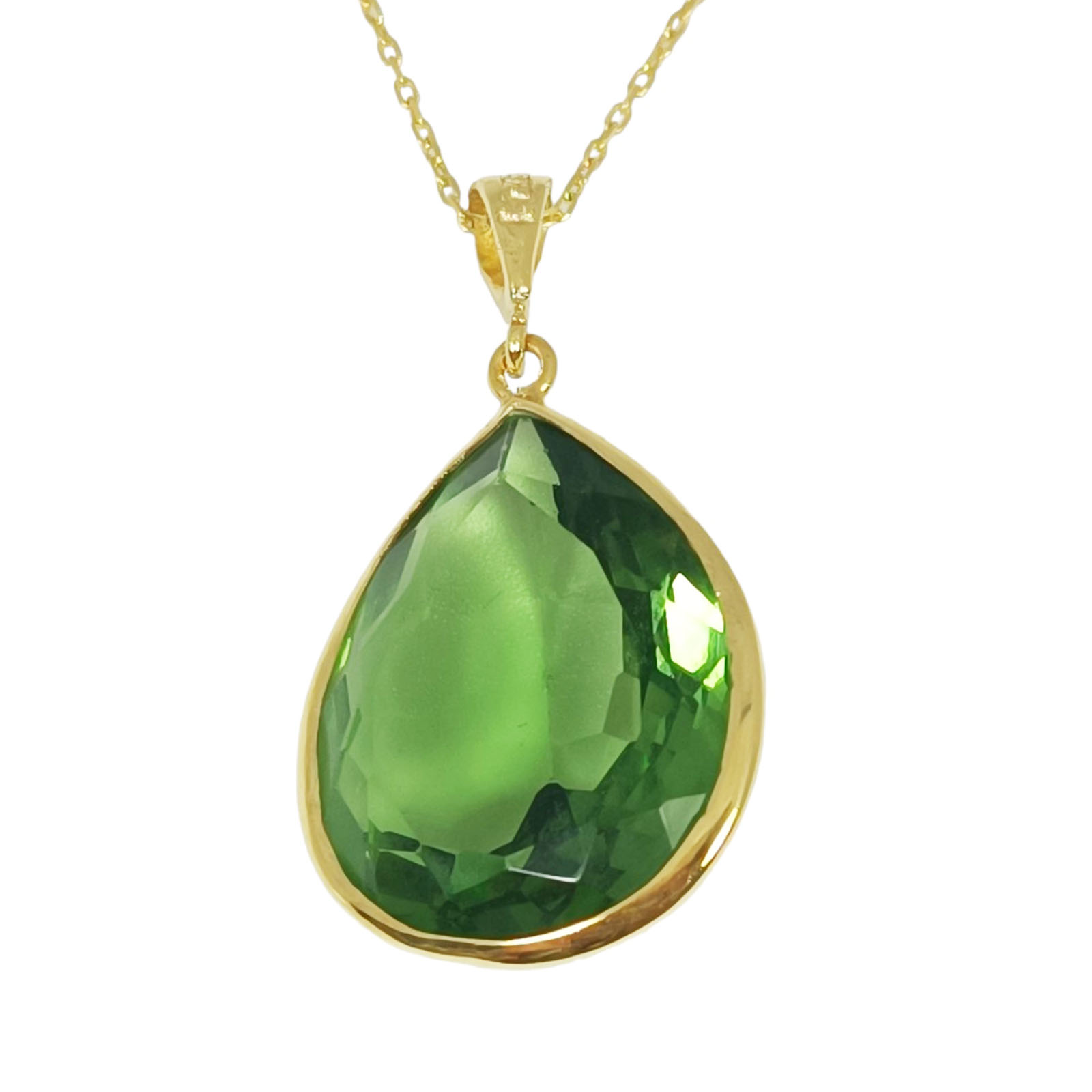 Collier Argent \'Cléopatra\' vert doré - 23x18 mm  - [S0817]