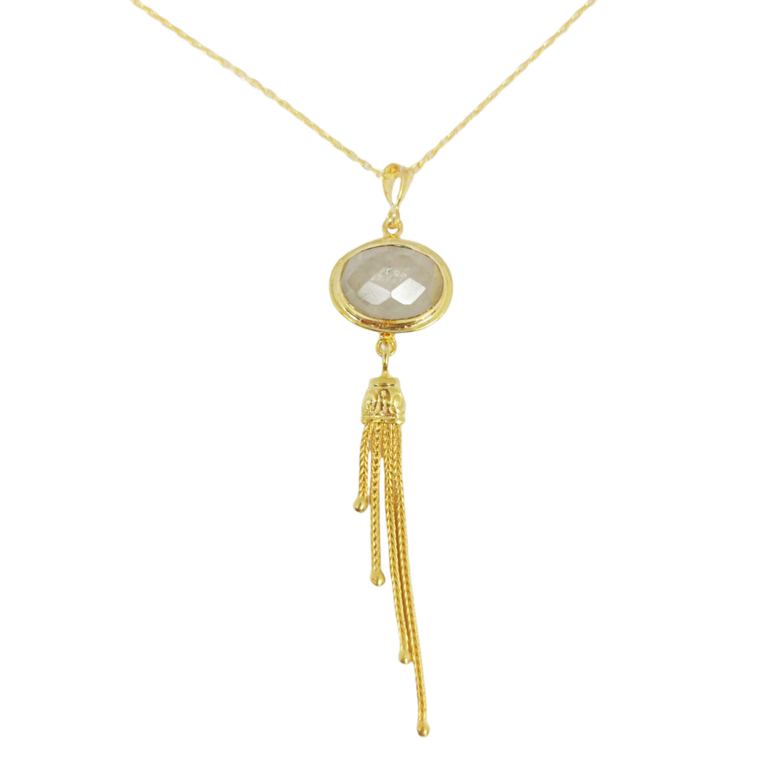 Collier Argent \'Cléopatra\' beige doré - 80x18 mm - [S0825]