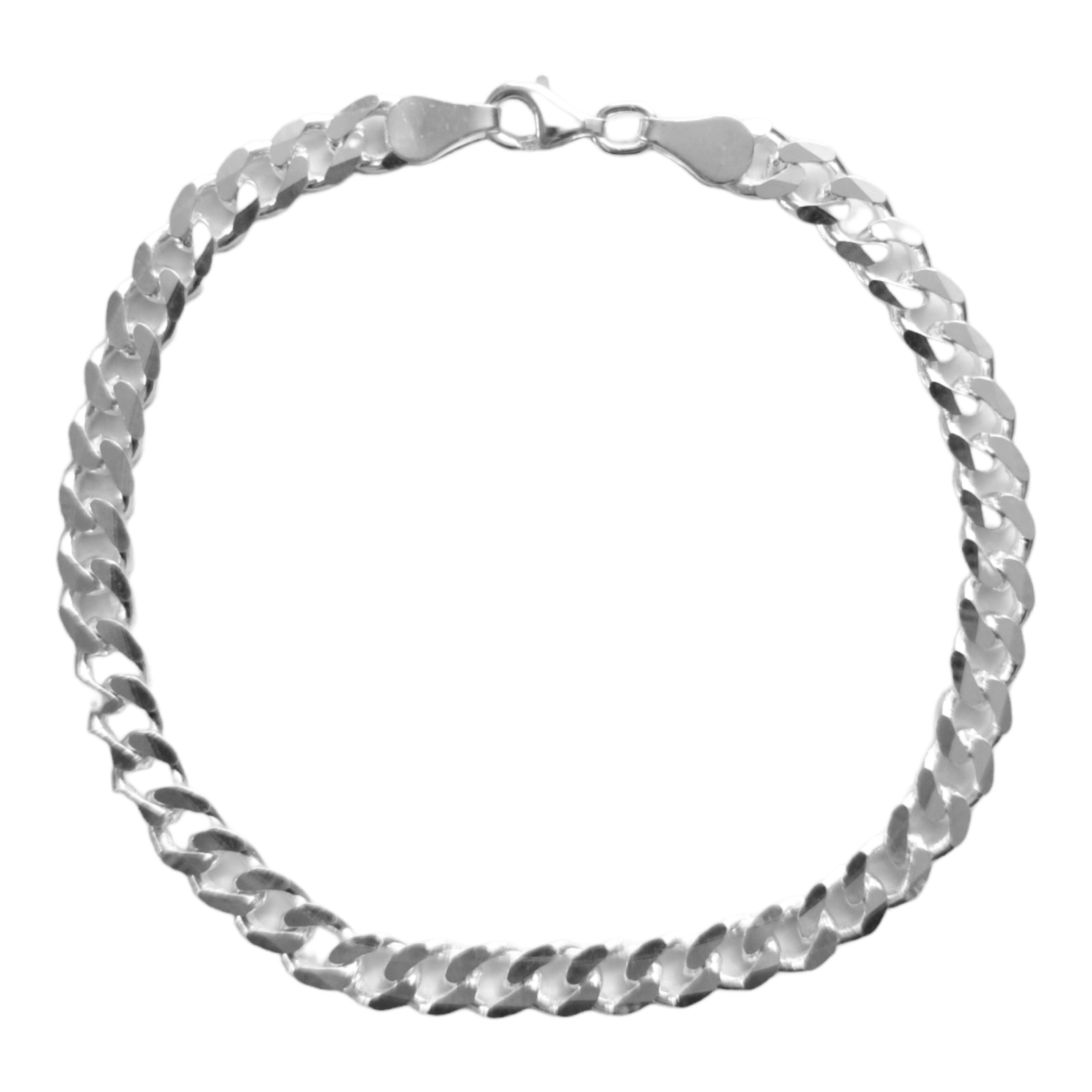 Bracelet Argent \'Maille Gourmette Cubaine\' argenté - 21 cm, 6 mm - [S0892]