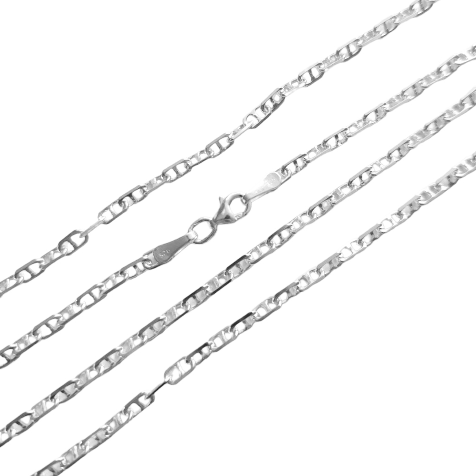 Chaine Argent \'Maille Marine\' argenté - 55 cm 3 mm - [S0894]