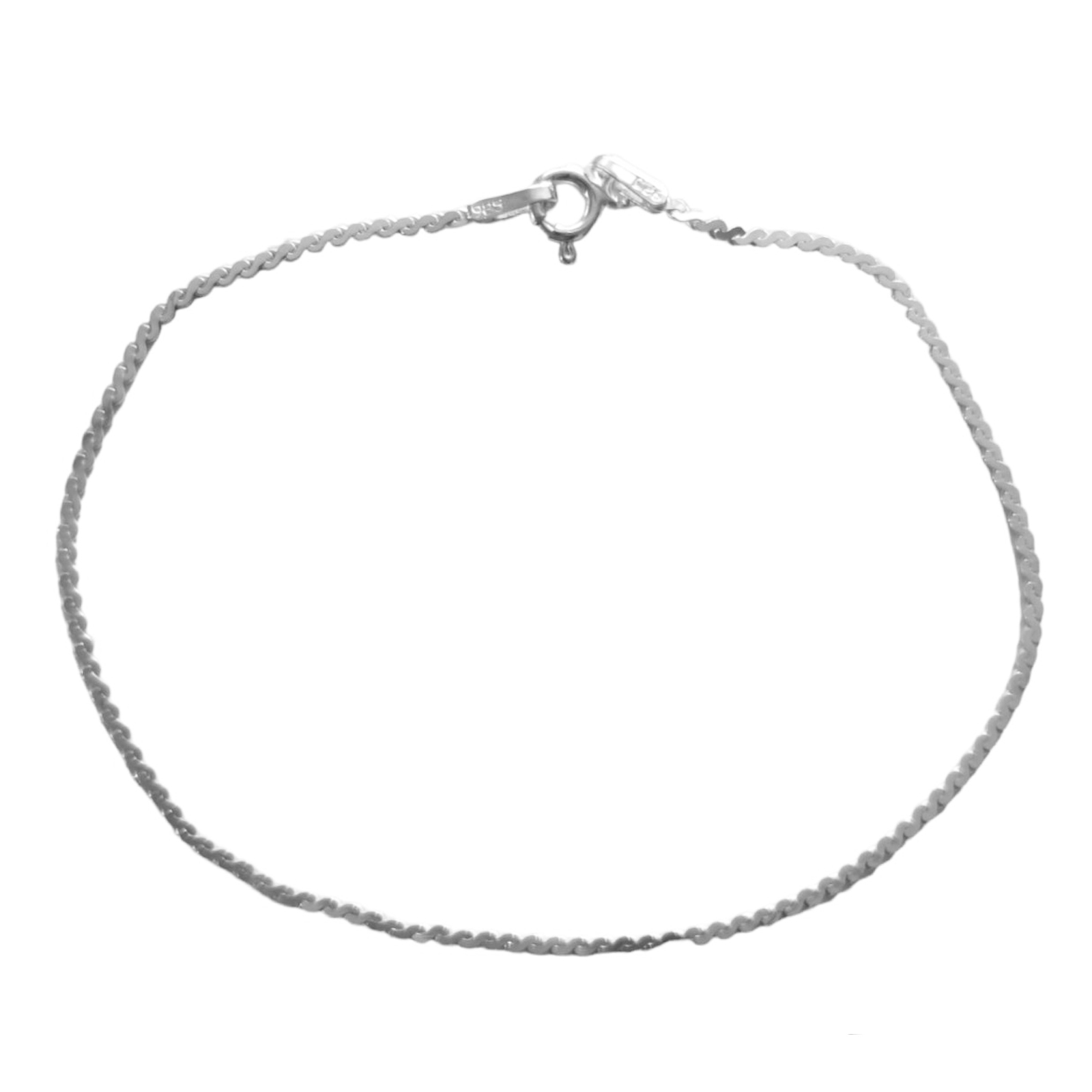 Bracelet Argent \'Singapour\' argenté - 18 cm 15 mm - [S0896]