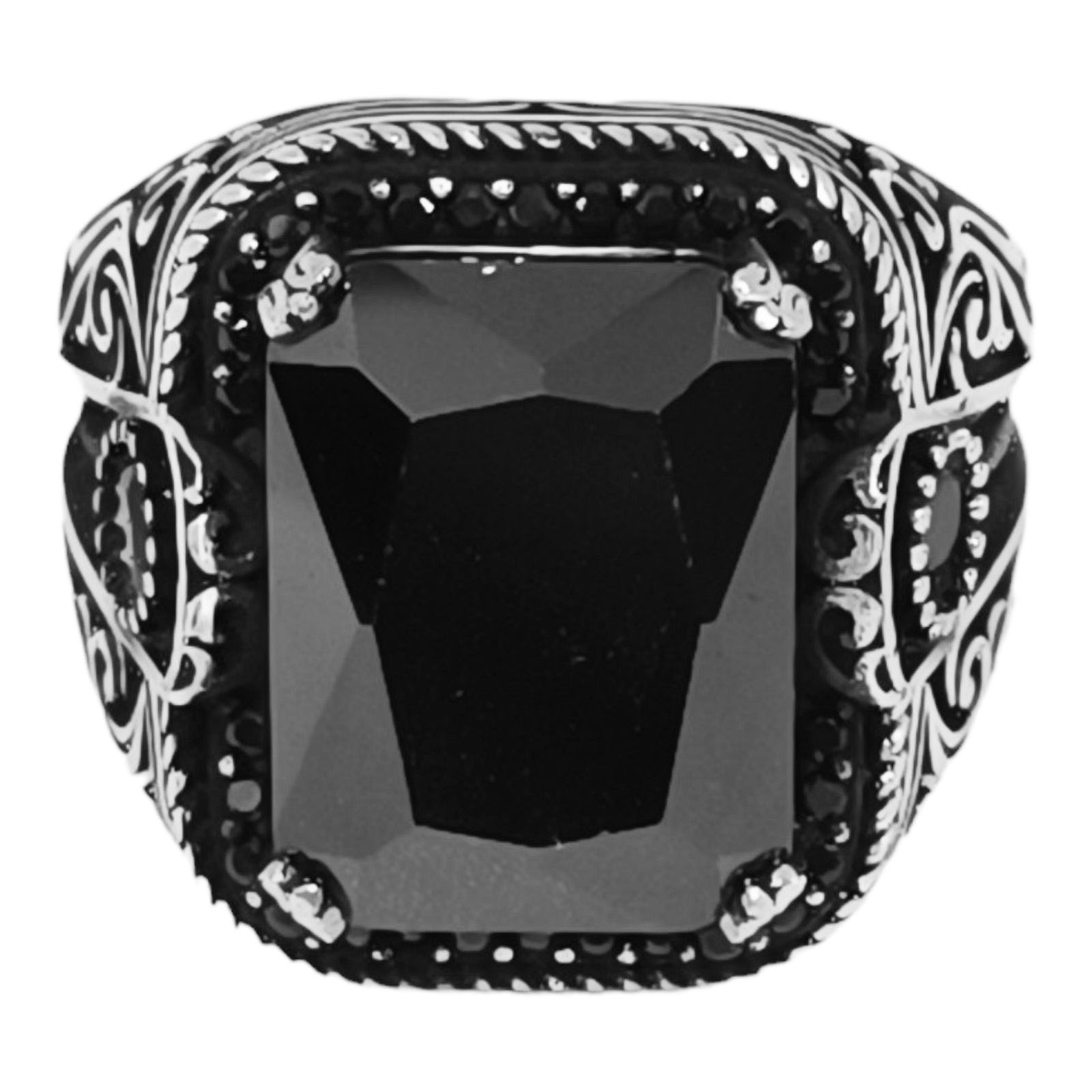 Bague Homme Argent \'Thorgal\' noir argenté vieilli - 20x18 mm - [S0899]