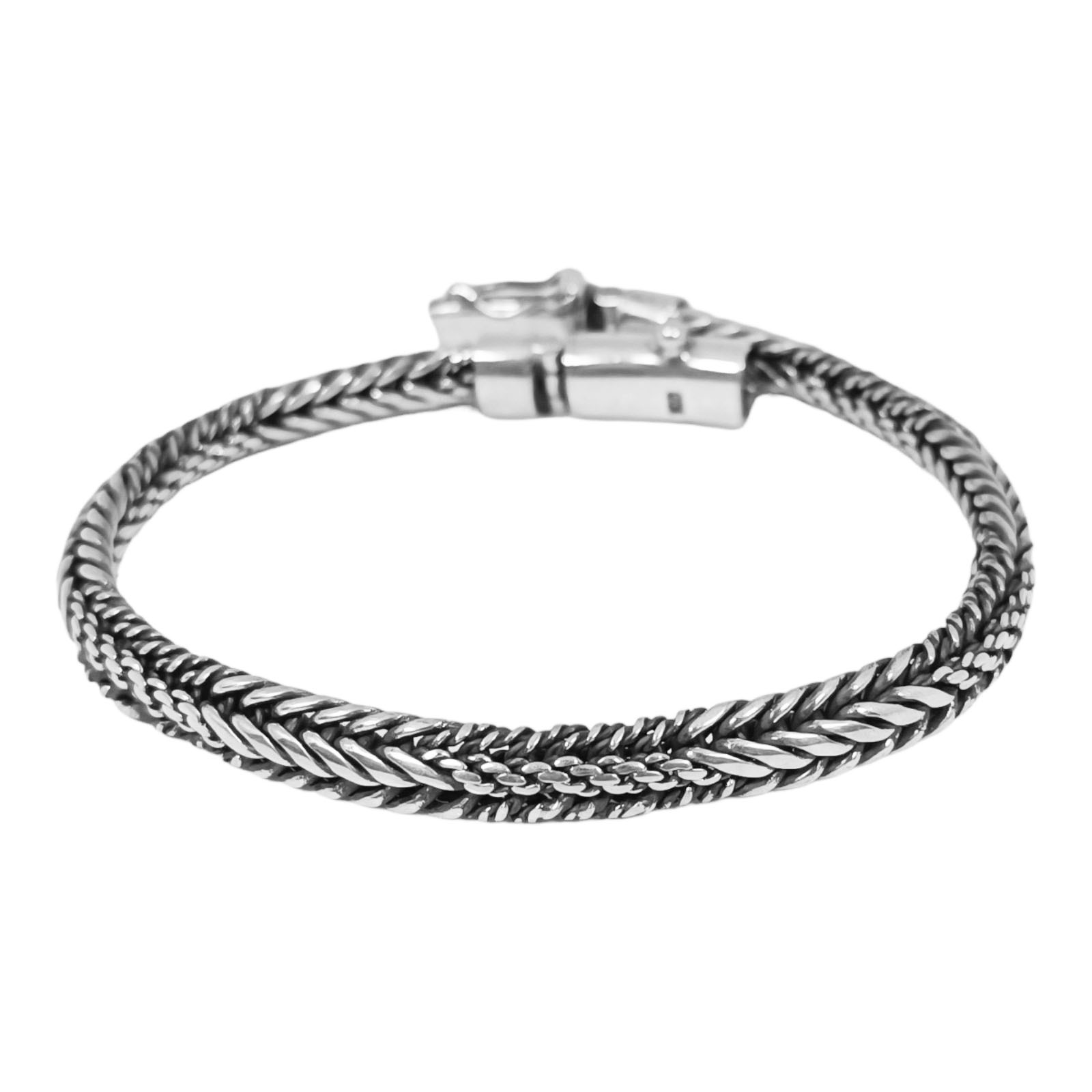 Bracelet argent \'Thorgal\' argenté vieilli - 21 cm 7 mm - [S0902]