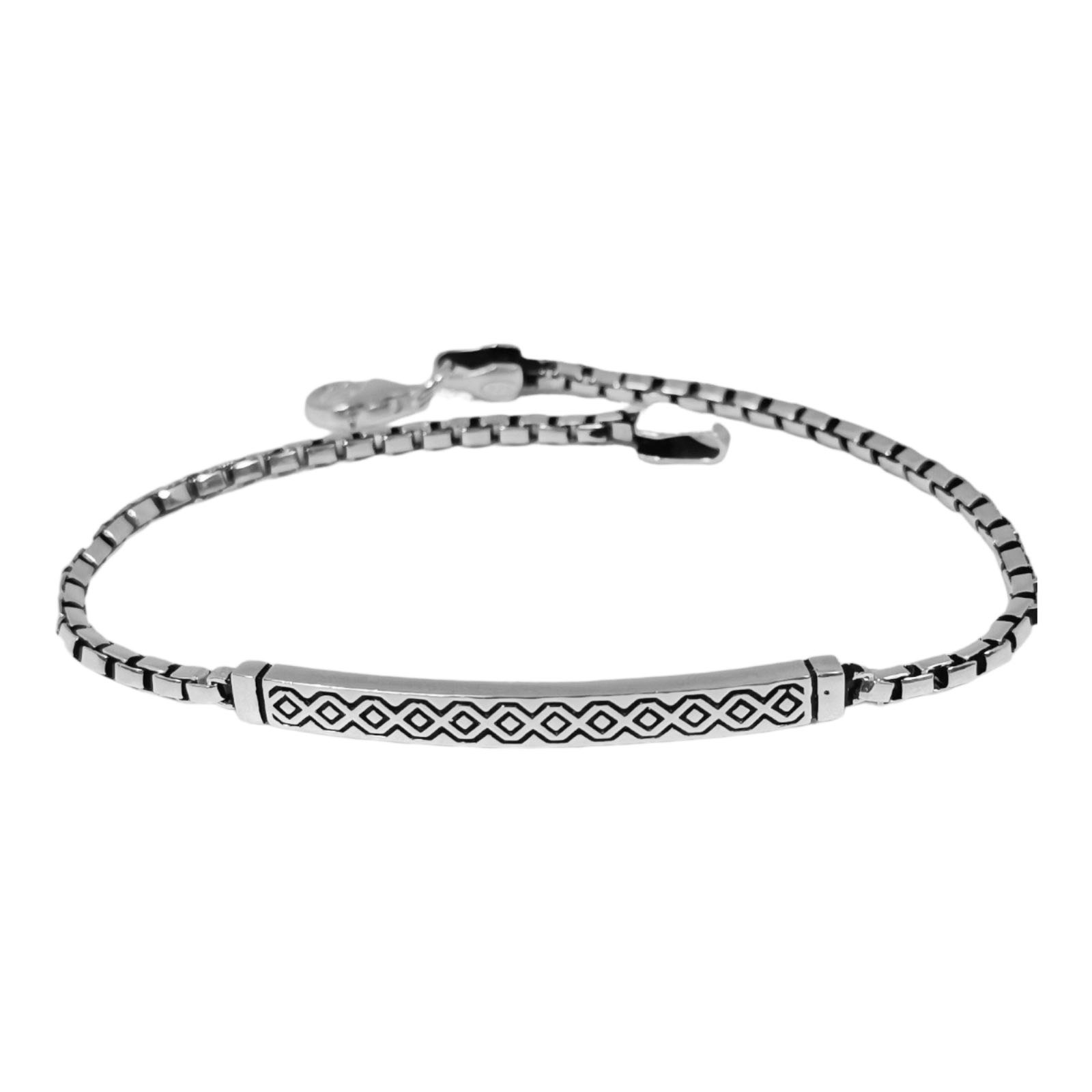 Bracelet argent \'Thorgal\' argenté vieilli - 22 cm 42x5 mm - [S0904]