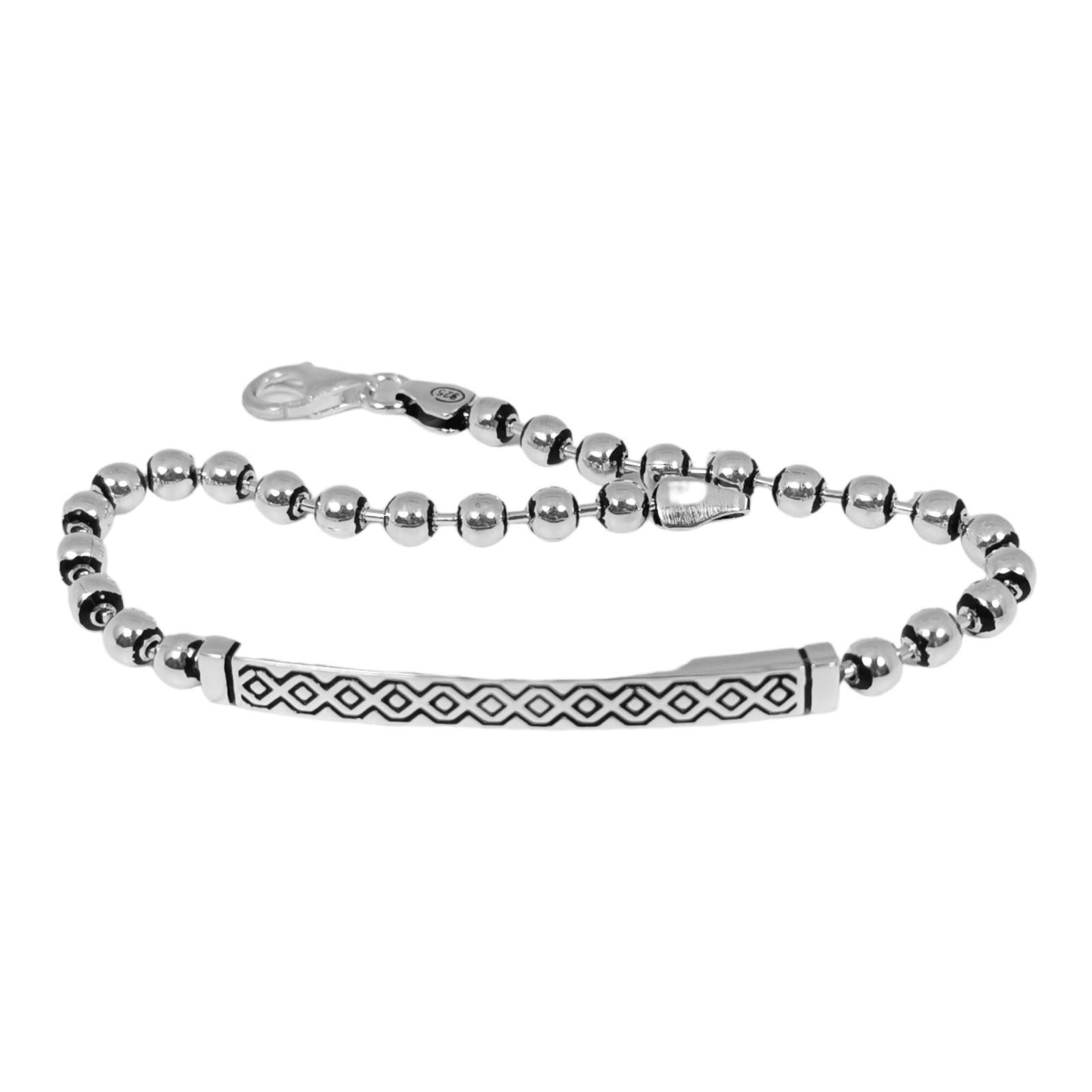 Bracelet argent \'Thorgal\' argenté vieilli - 21 cm 42x5 mm - [S0905]