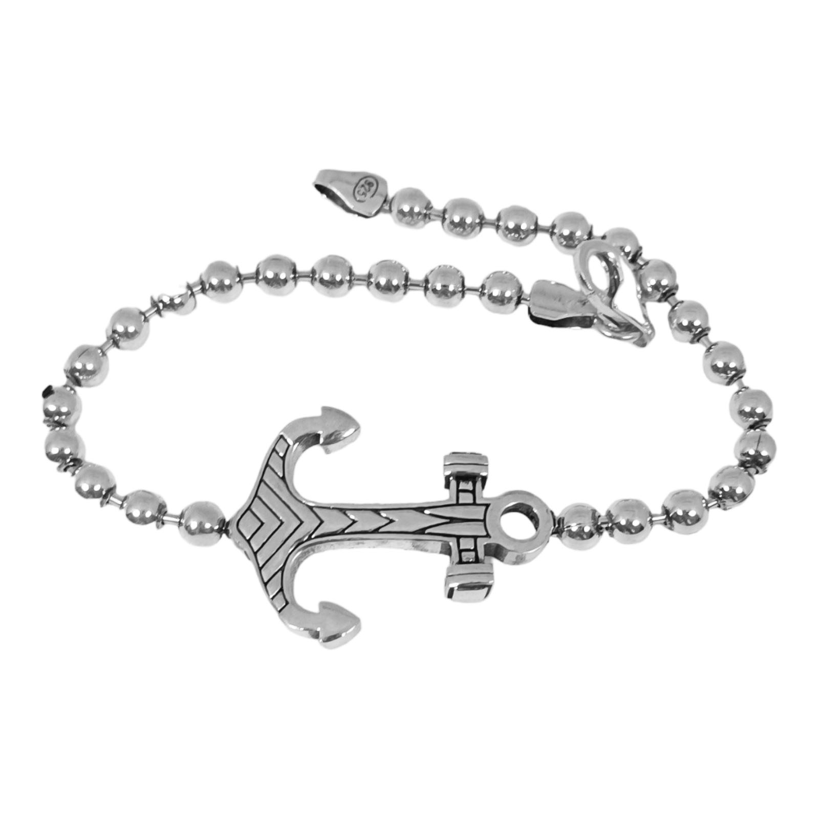 Bracelet argent \'Thorgal\' argenté vieilli - 19 cm 27*21 mm (ancre marine) - [S0908]