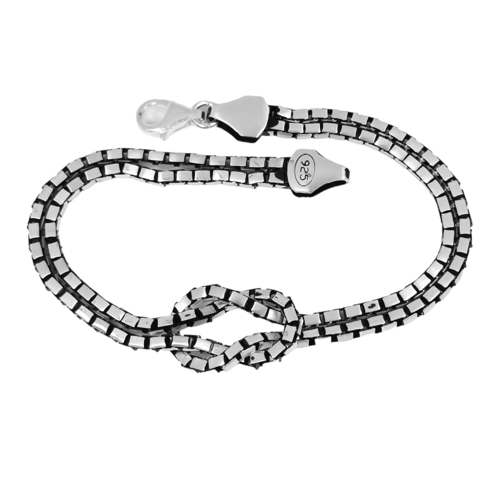 Bracelet argent \'Thorgal\' argenté vieilli - 20 cm 18X15 mm - [S0911]