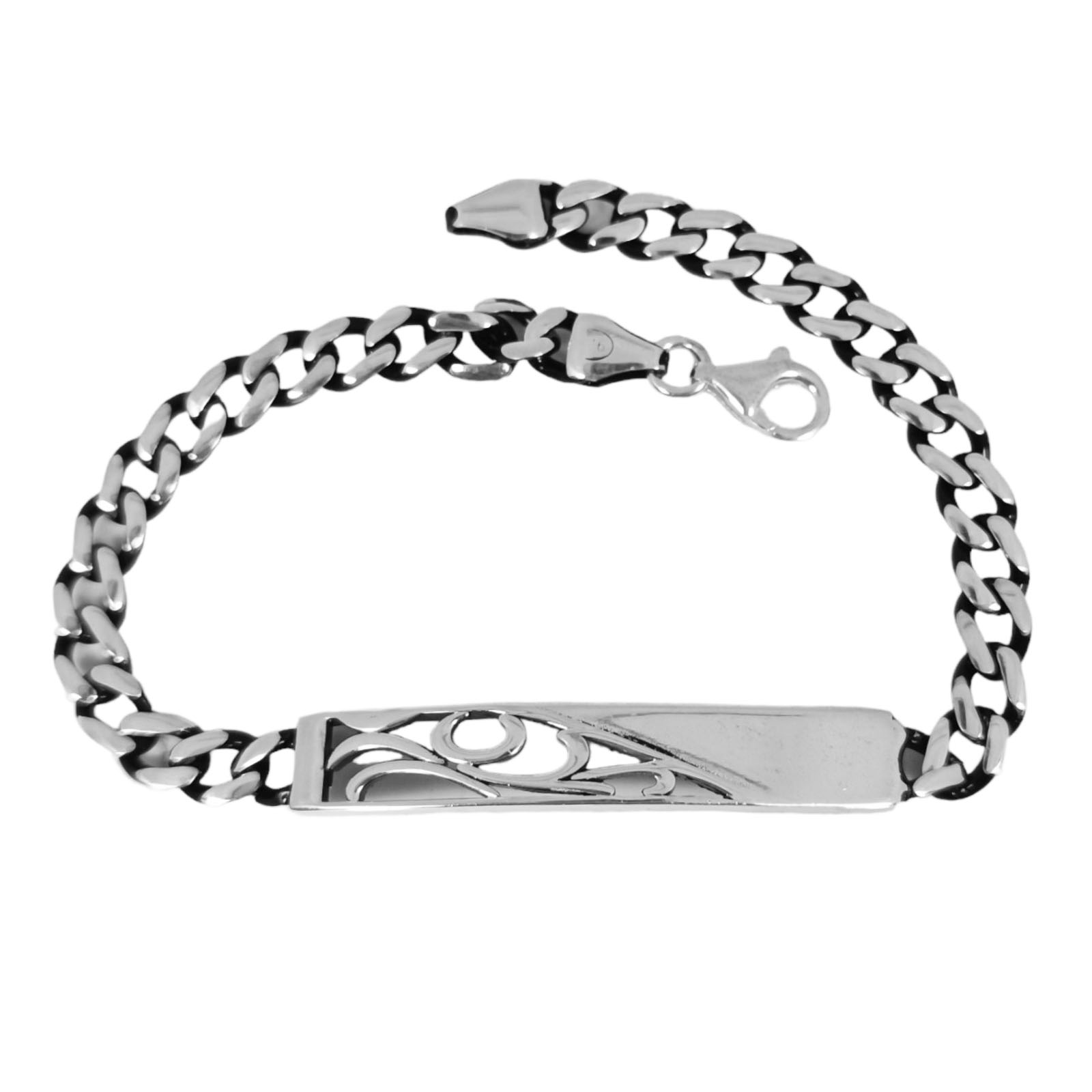 Bracelet Gourmette argent \'Thorgal\' argenté vieilli - 21 cm 45X7 mm - [S0912]
