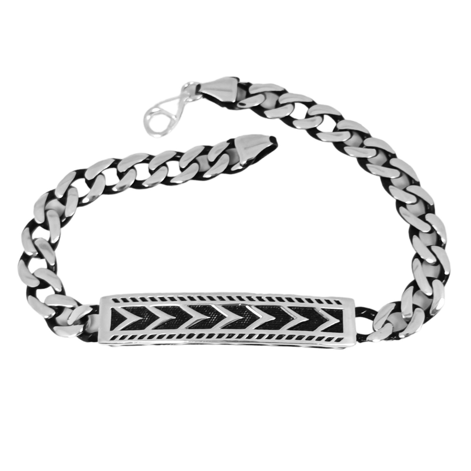 Bracelet argent \'Thorgal\' argenté vieilli - 21 cm 43x8 mm - [S0915]