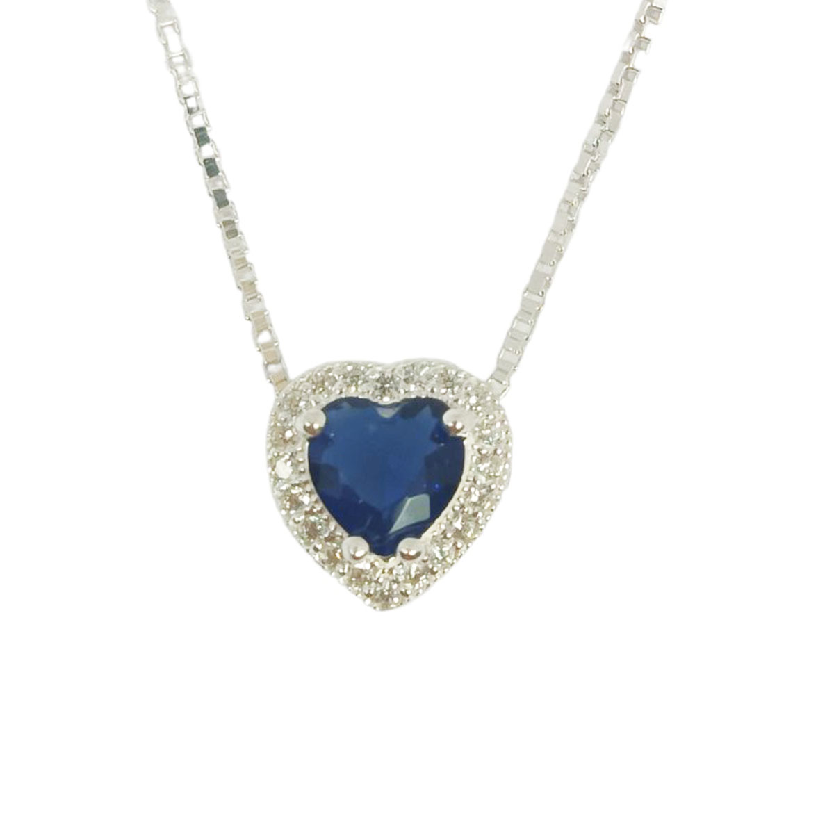 Collier Argent \'Love\' bleu saphir argenté - 10x10 mm - [S0919]