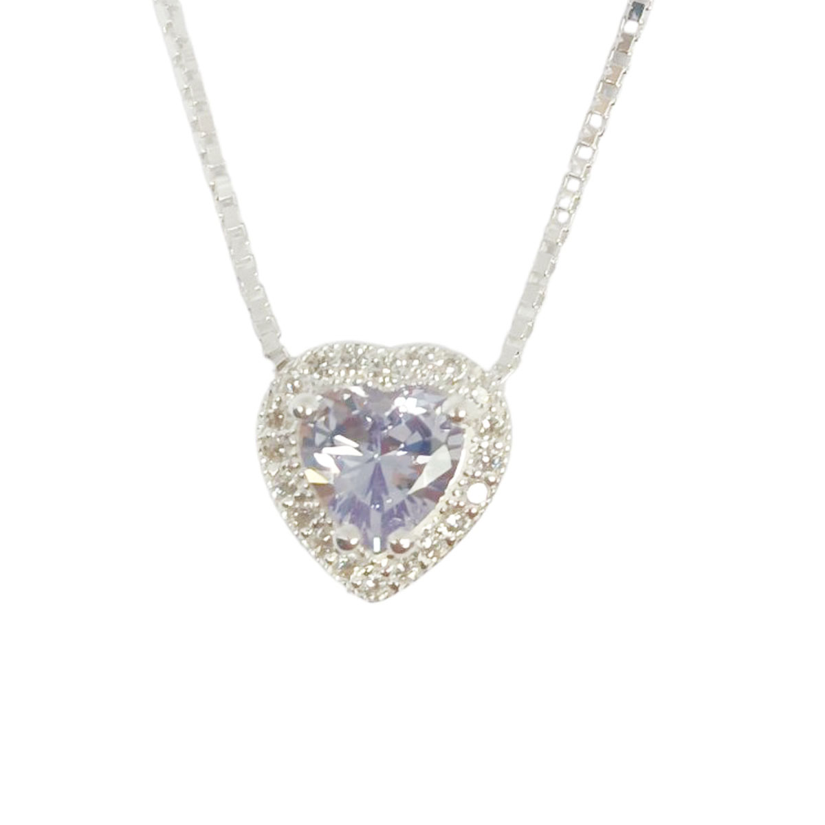 Collier Argent \'Love\' lilas argenté - 10x10 mm - [S0921]
