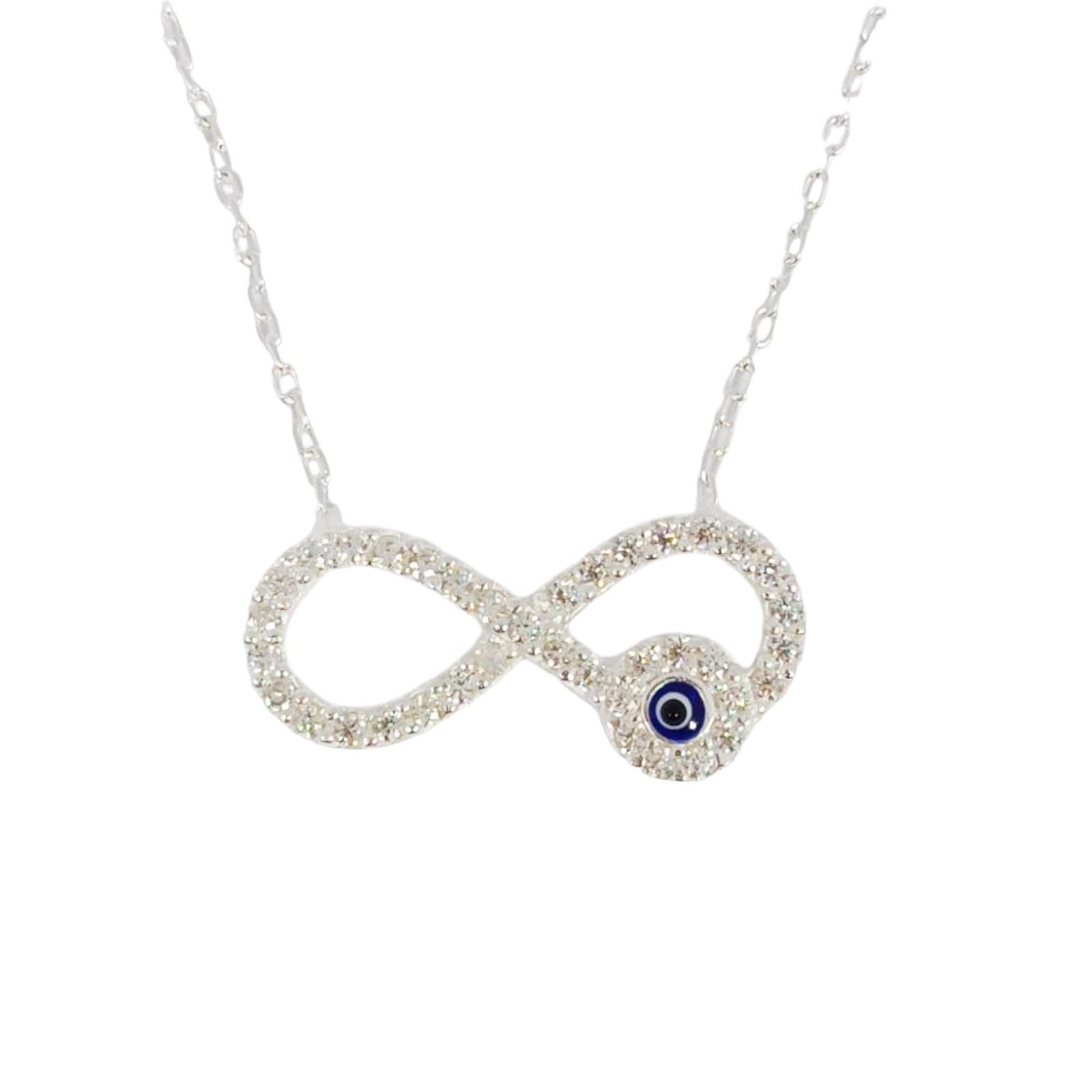 Collier Argent \'Infini\' Blanc argenté - 20x10 mm - [S0926]