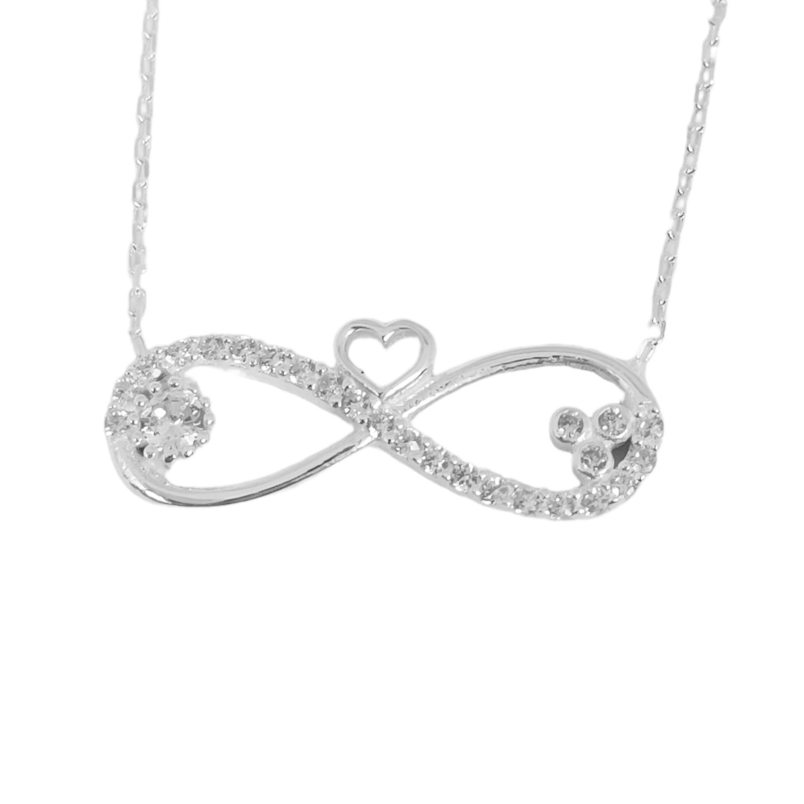 Collier Argent \'Infini\' blanc argenté - 25x8 mm - [S0927]