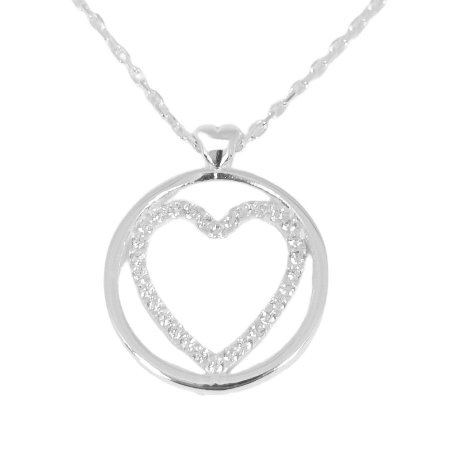 Collier Argent \'Love\' blanc argenté - 21x18 mm - [S0929]